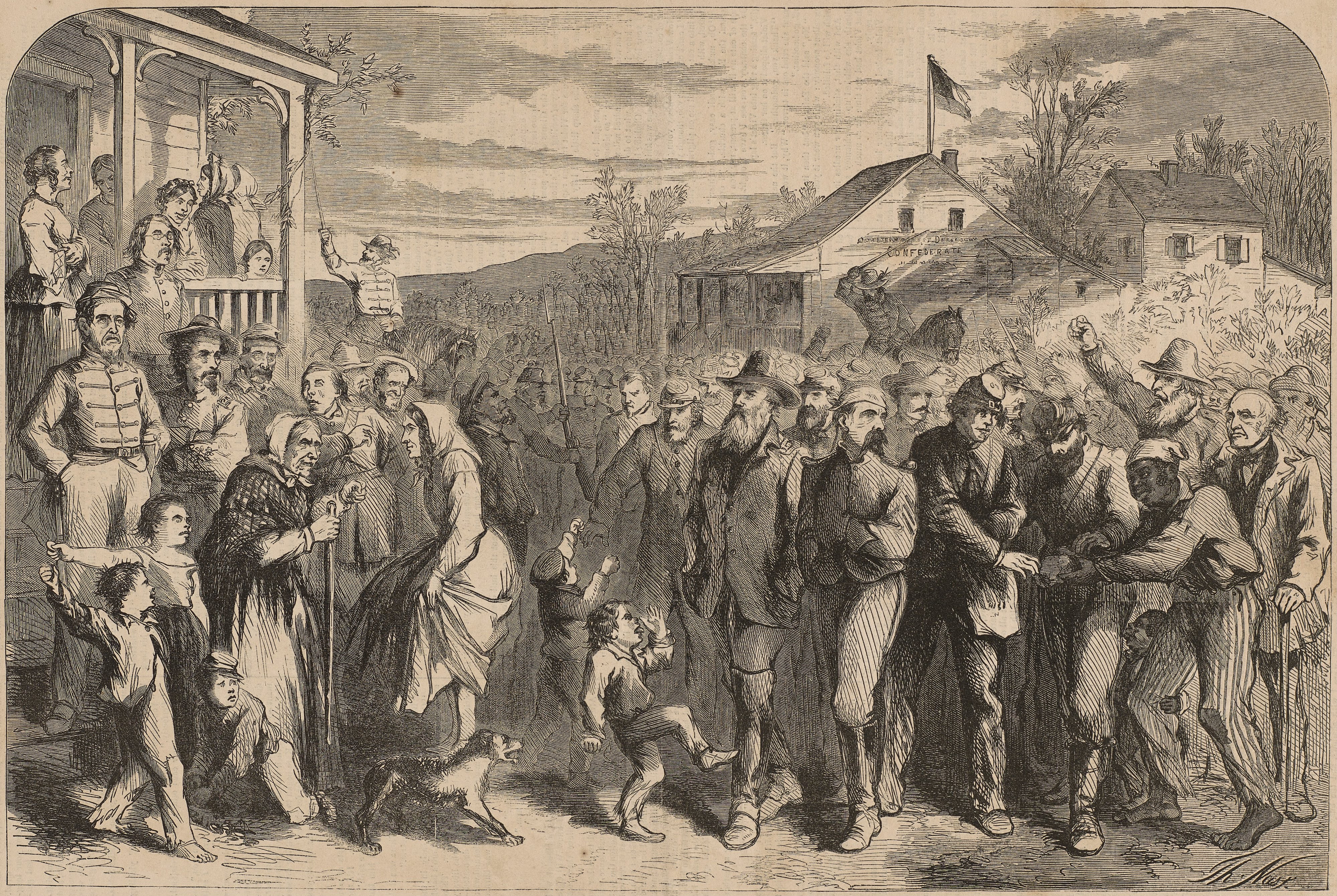A Group of Union Prisoners Escorted Through a Rebel Town