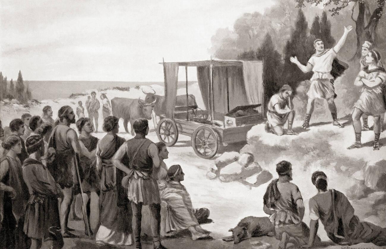 Thespis's wagon. Thespis, actor in ancient Greece, 6th century BC