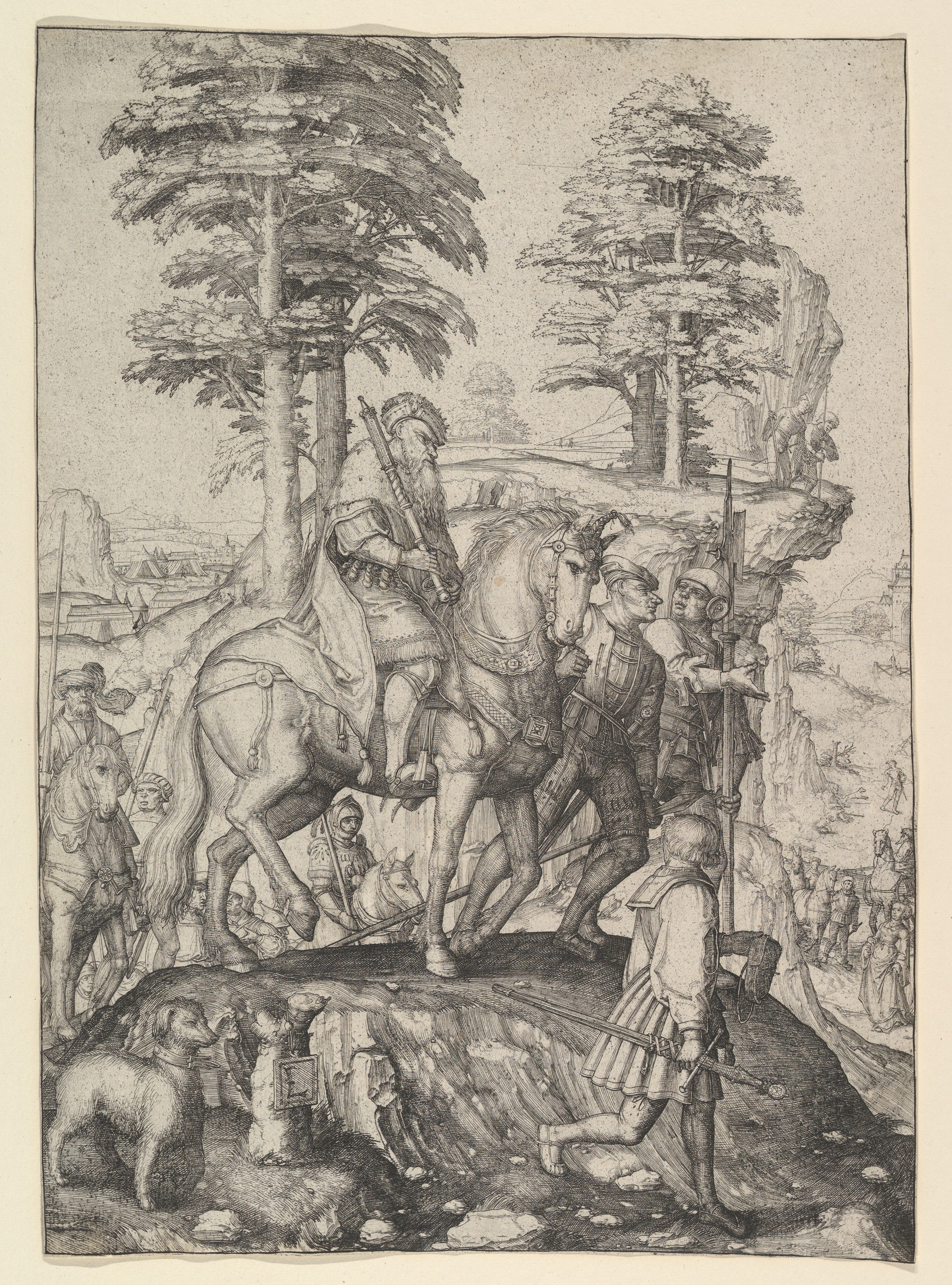 Abigail Before David, print, Lucas van Leyden