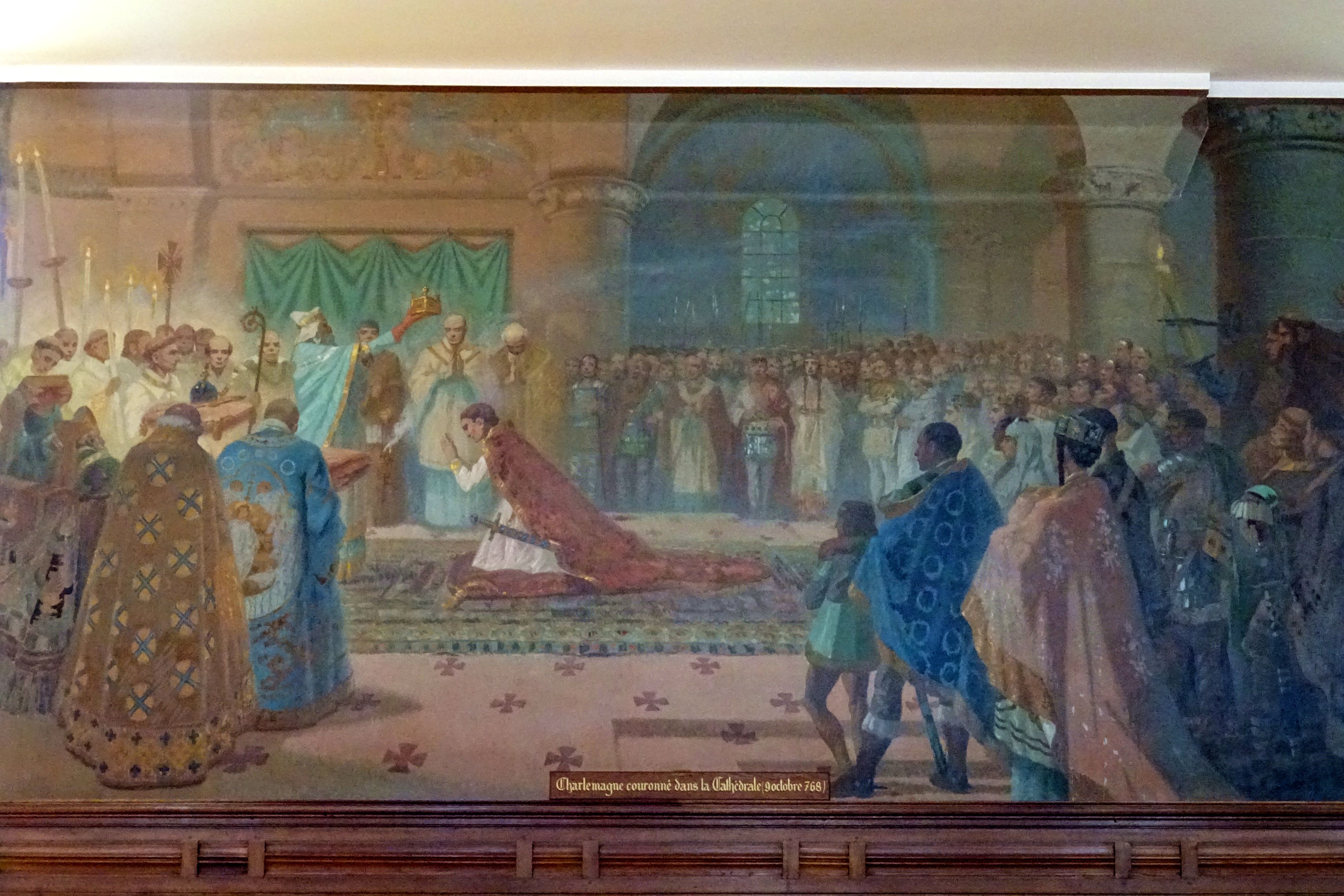 Noyon (60), town hall, council chamber, mural