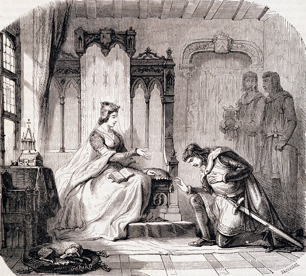 Thibaut, Count of Champagne, came to the feet of Queen Blanche to warn her of the danger she was running