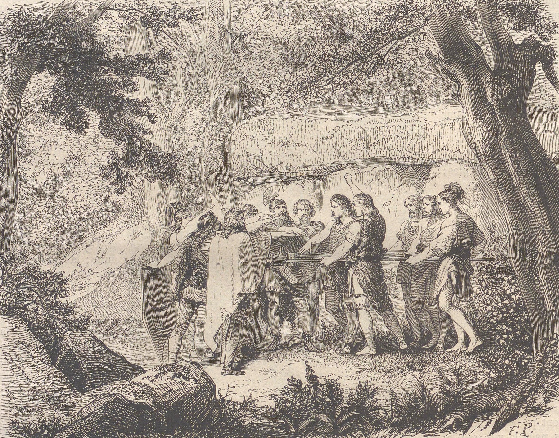 Gauls swearing on the flags to take up arms against the Romans