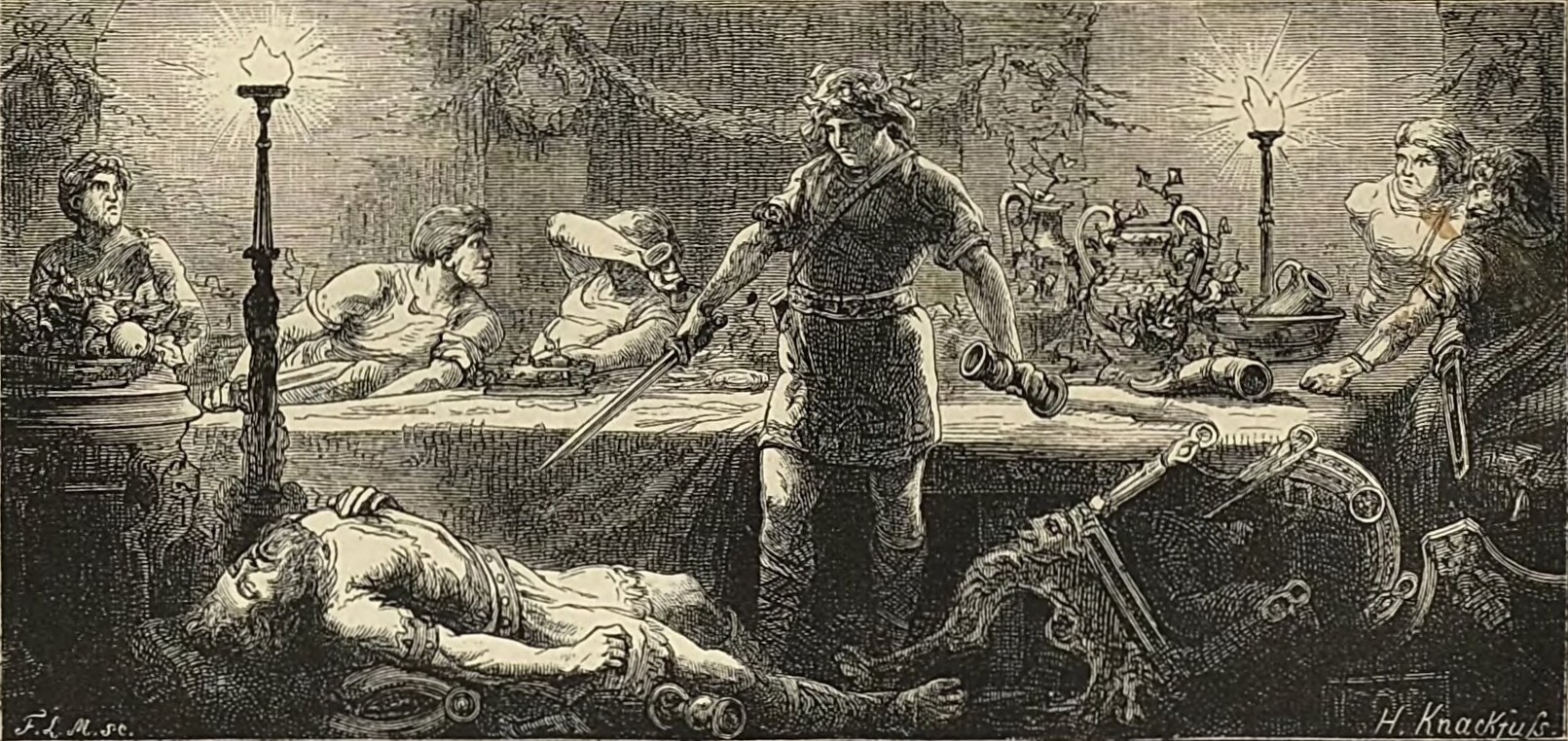 Theodoric kills Odoacer at the feast