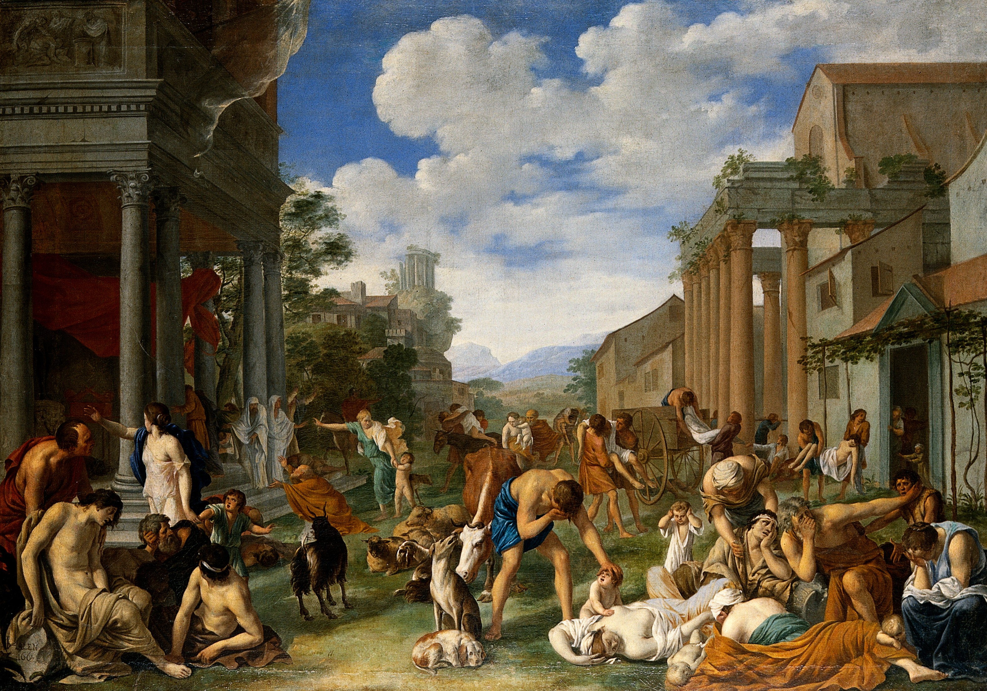 The plague of the Philistines at Ashdod. Oil painting by Peter van Halen