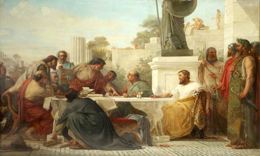Julian the Apostate Presiding at a Conference of Sectarians, painted by Edward Armitage