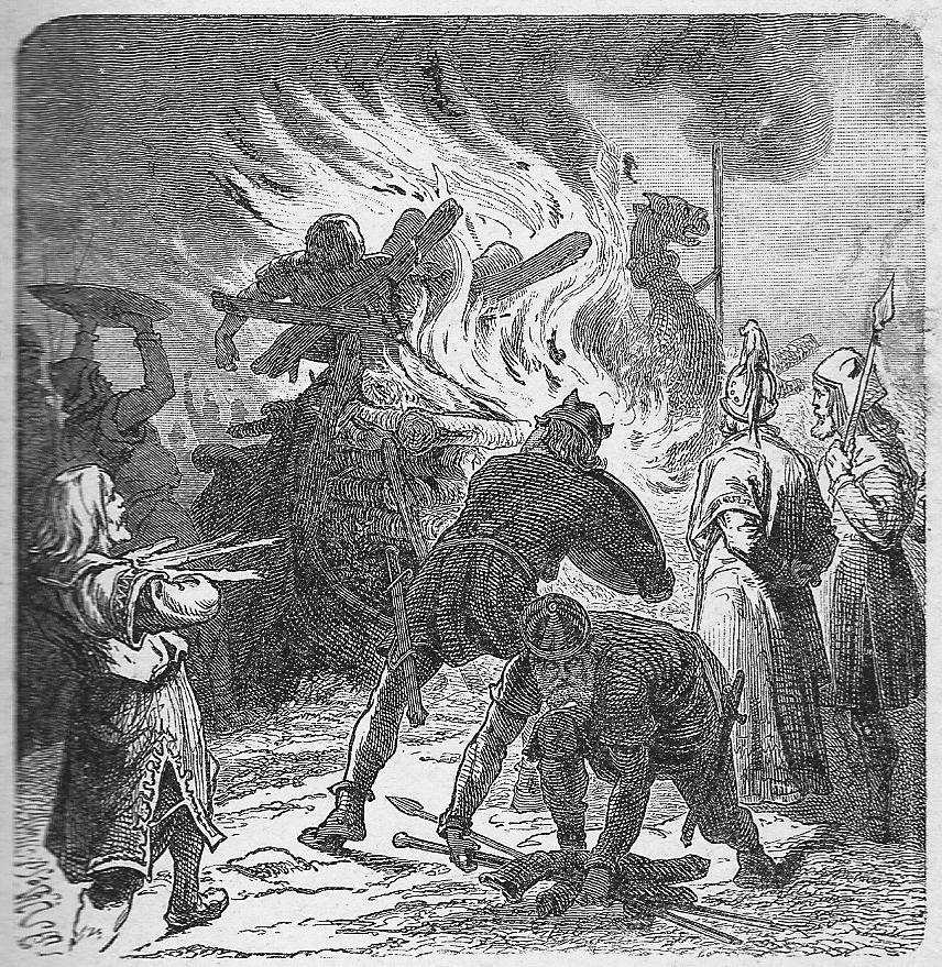 Sigurd Ring ordered to burn the dead body of Harald after the battle of Brávellir