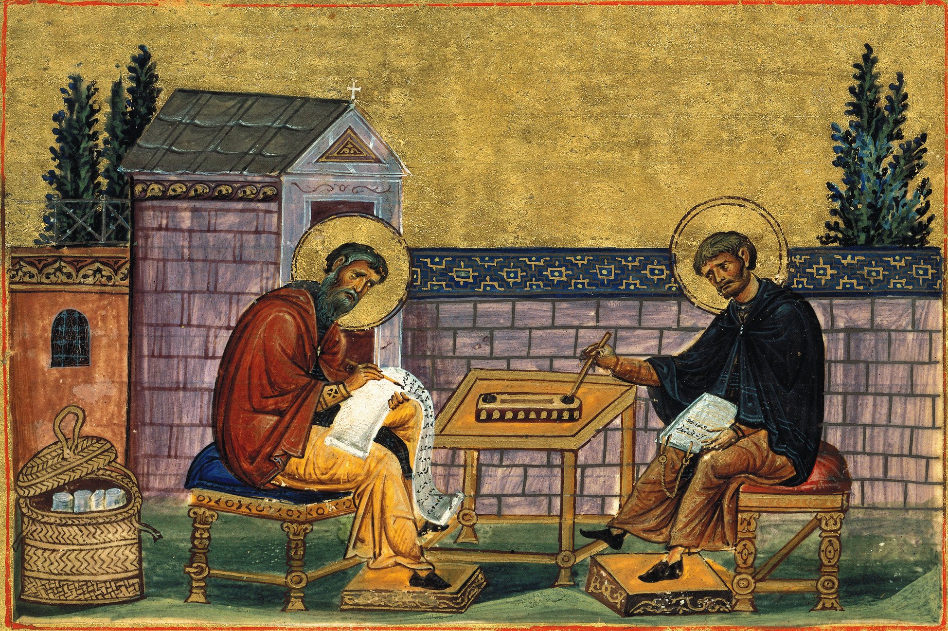 Venerable John of Damascus and Saint Cosmas Menologion of Basil II