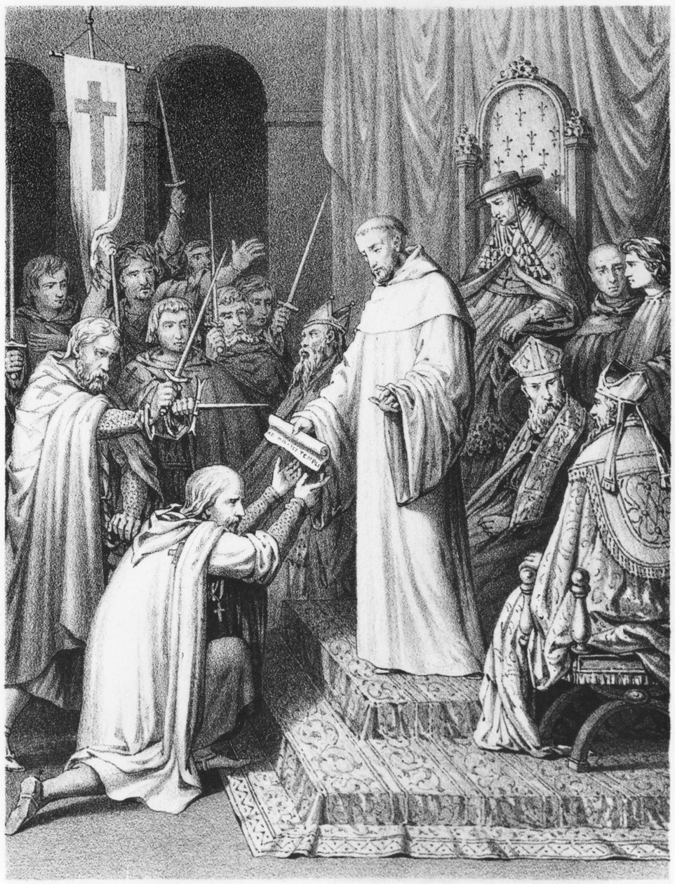St. Bernard giving the Templars their rules