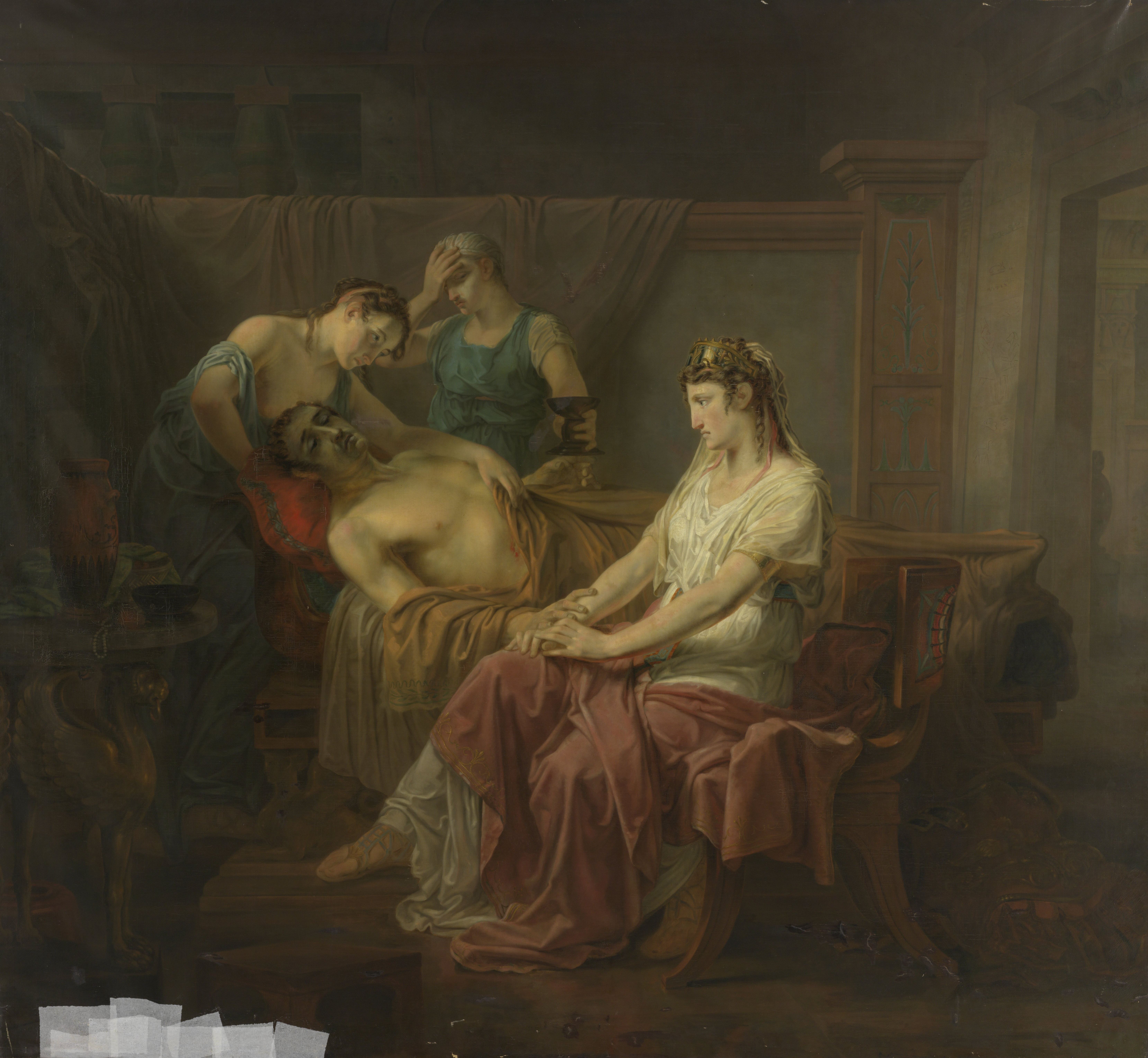 The mortally wounded Marcus Antonius beside Cleopatra by Louis Moritz