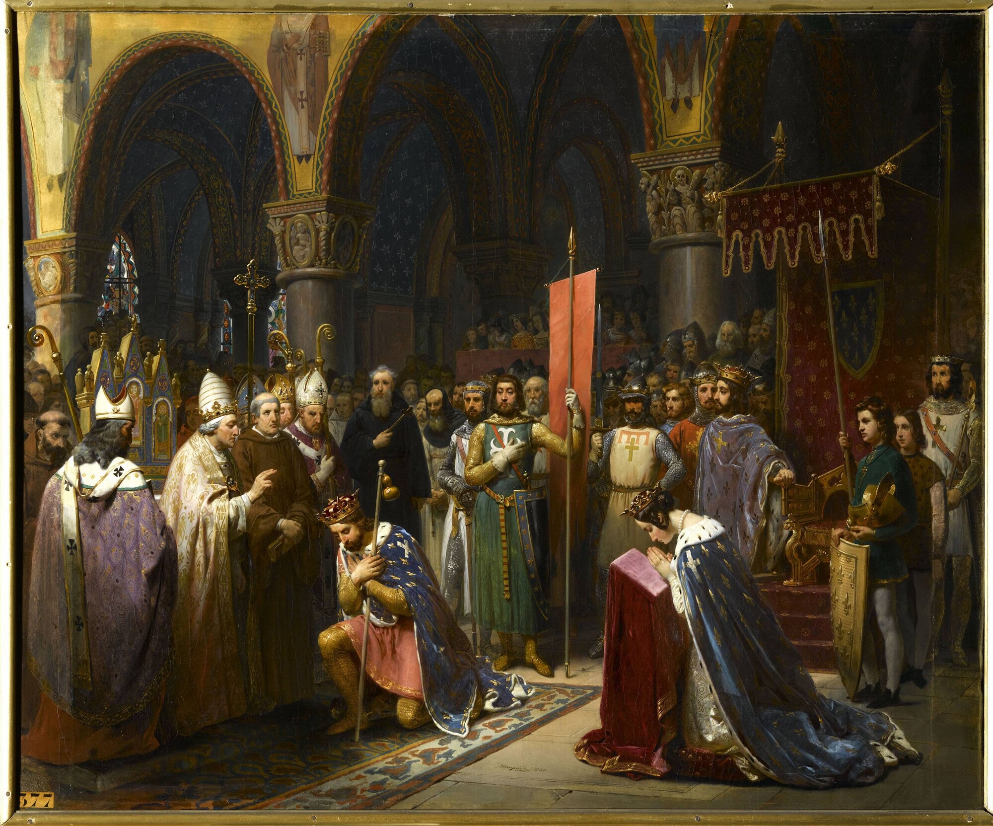 Louis VII takes the oriflamme at Saint-Denis