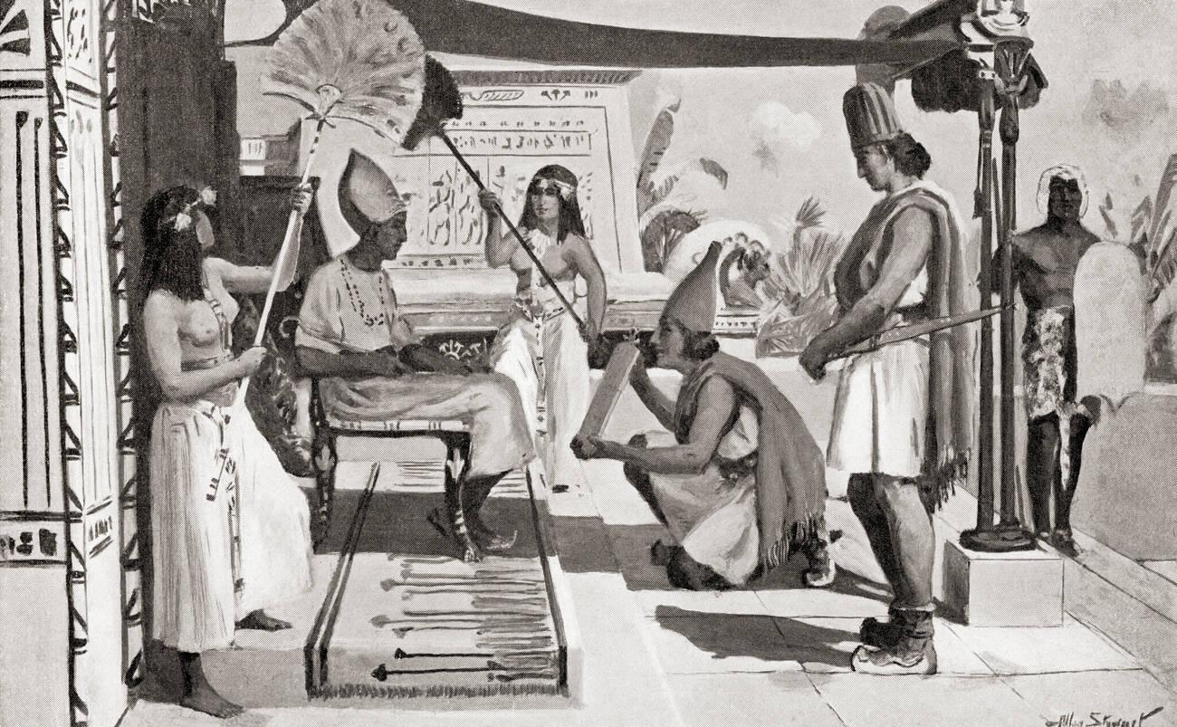 Ramesses II receiving a copy of treaty with Hittites, earliest known peace treaty in history,Egyptian