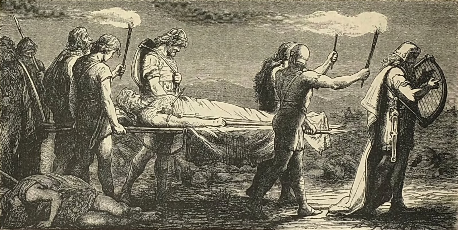 Body of Theodoric is carried from the battlefield