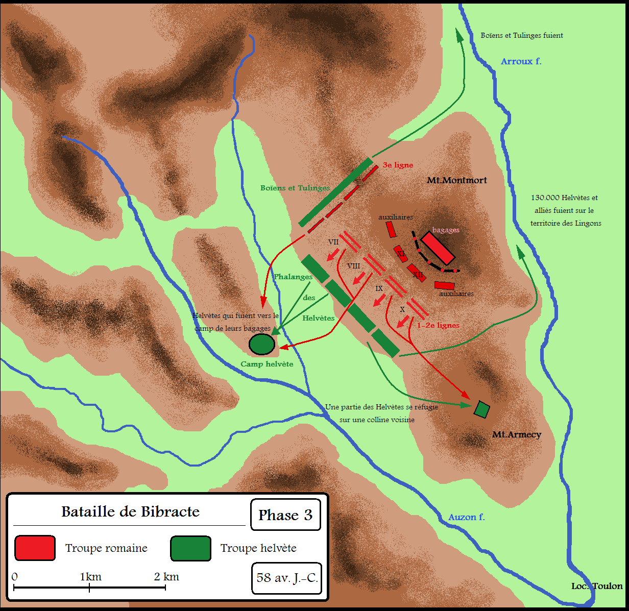 Battle of Bibracte between Caesar and the Helvetii