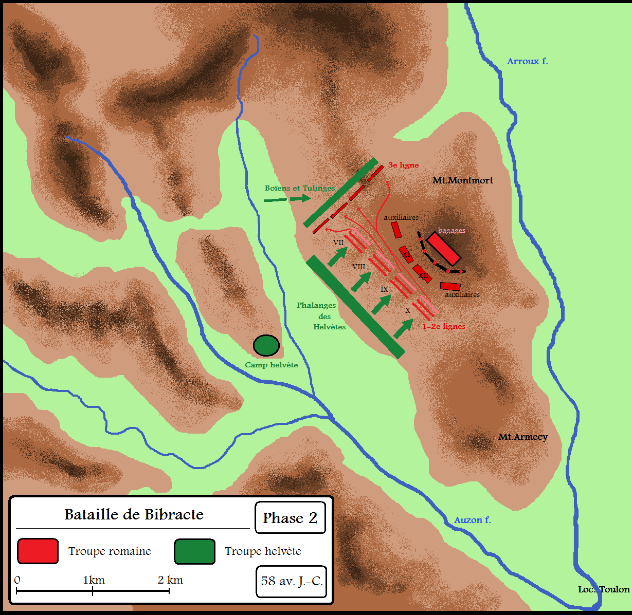 Battle of Bibracte between Caesar and the Helvetii