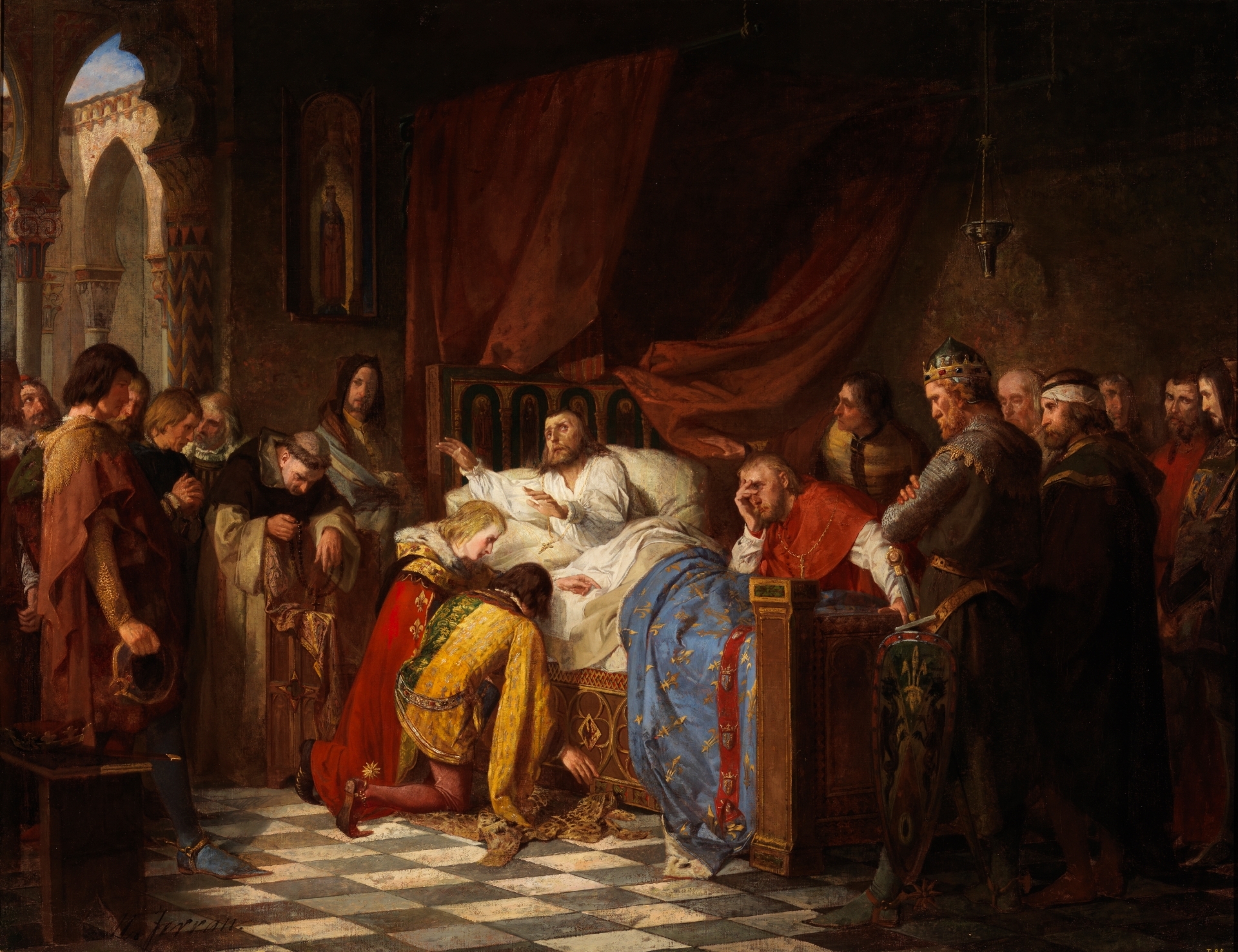 Dying Philip III of France blessing his children