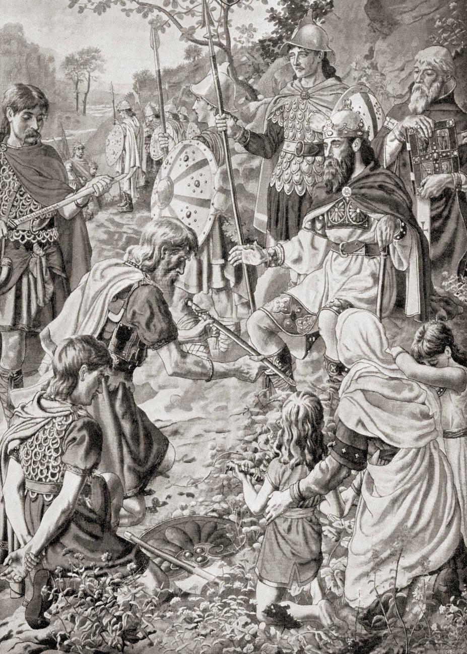 The defeat of Guthrum by Alfred the Great after the Battle of Edington