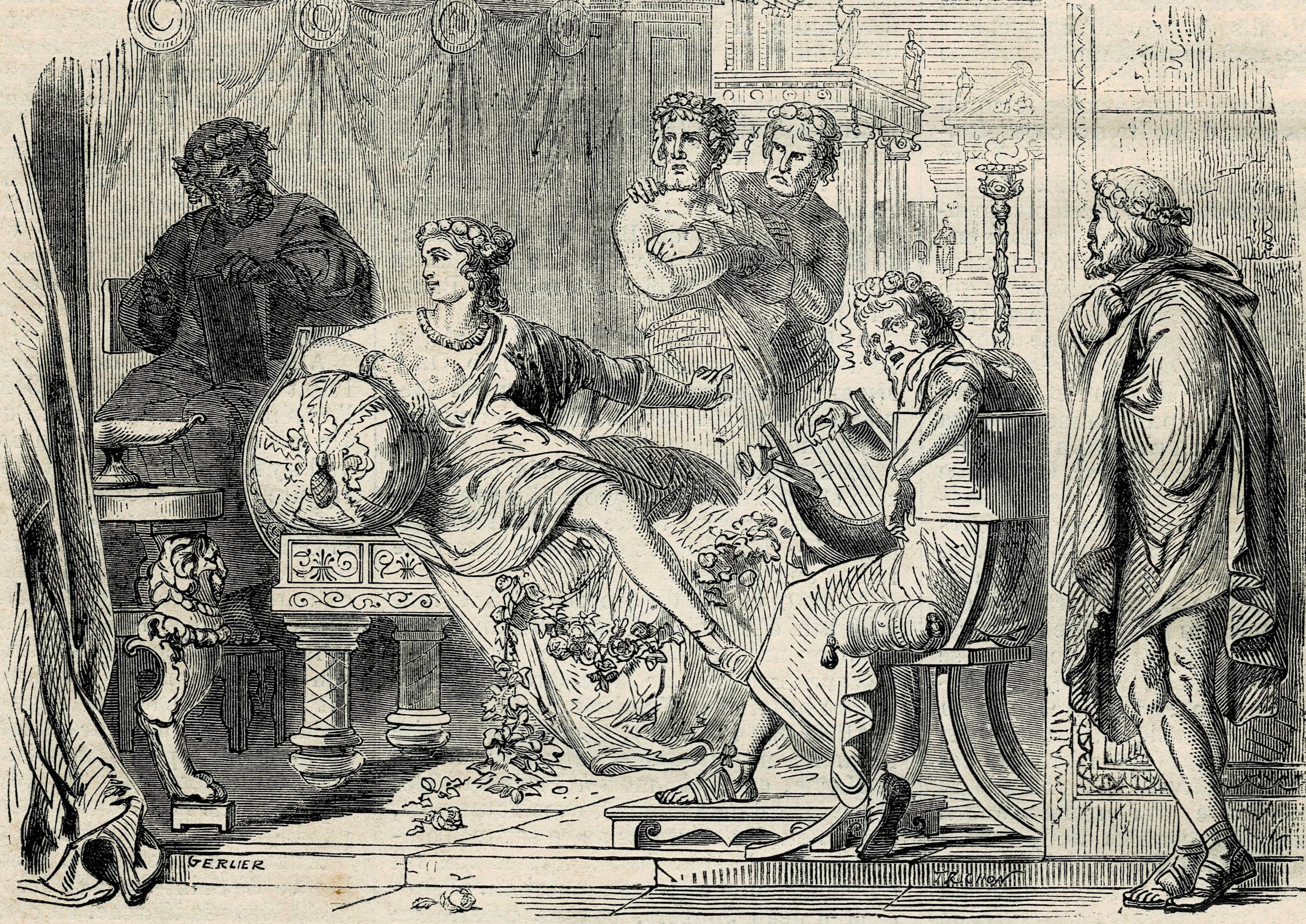 Aspasia surrounded by philosophers and poets