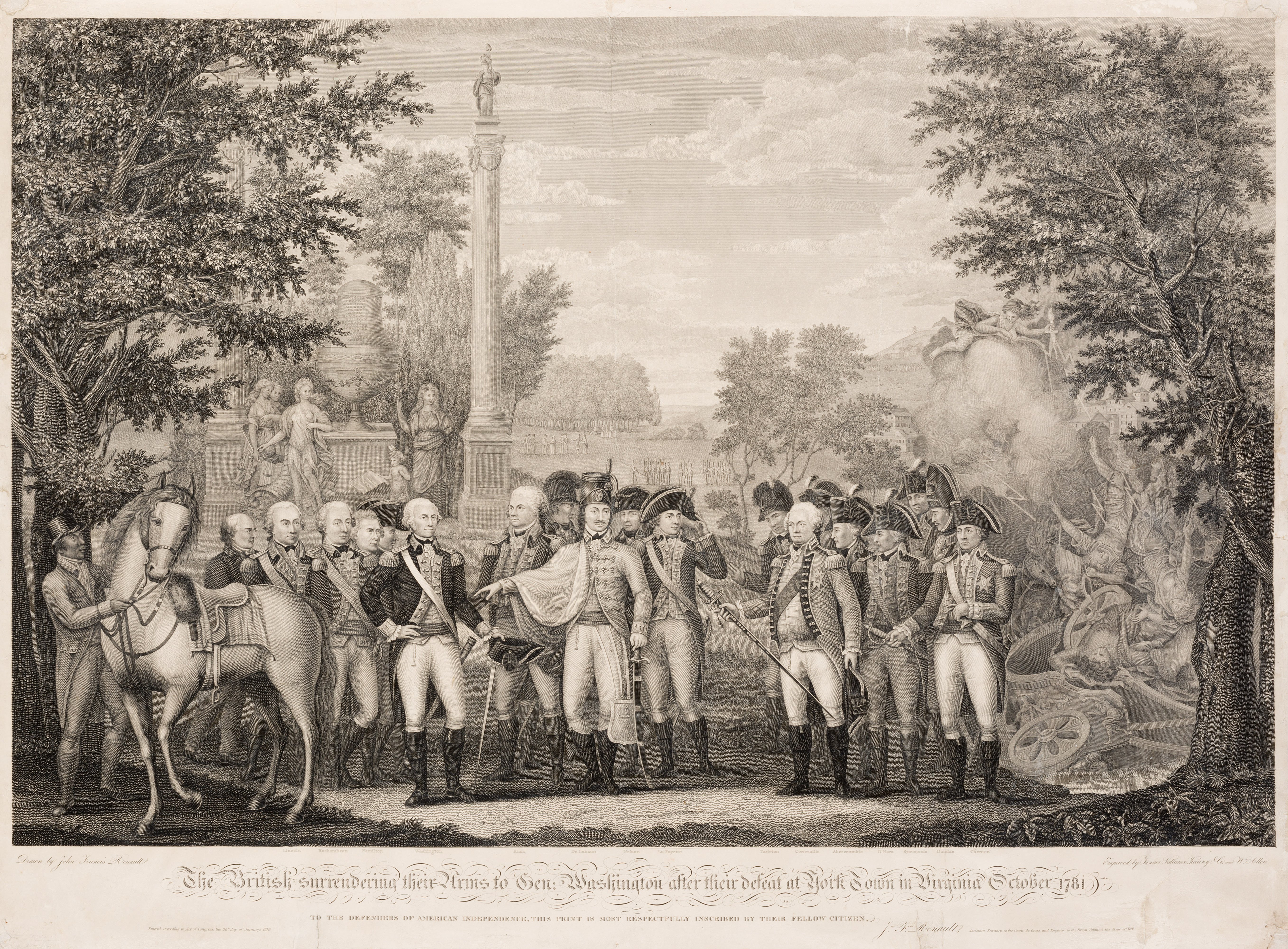 The British surrendering their Arms to Gen_ Washington after their defeat at York Town in Virginia October