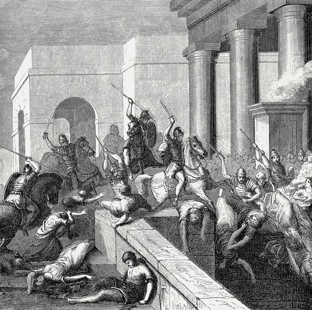 Gnaeus Pompeius Strabo and his soldiers fighting the forces of Marius and Lucius Cornelius Cinna