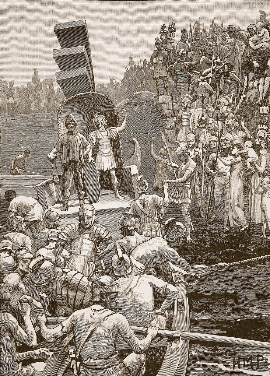 Roman soldiers leaving Britain