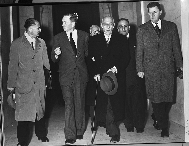 Prime Minister Mohammed Mossadegh of Iran leaving the Supreme Court building