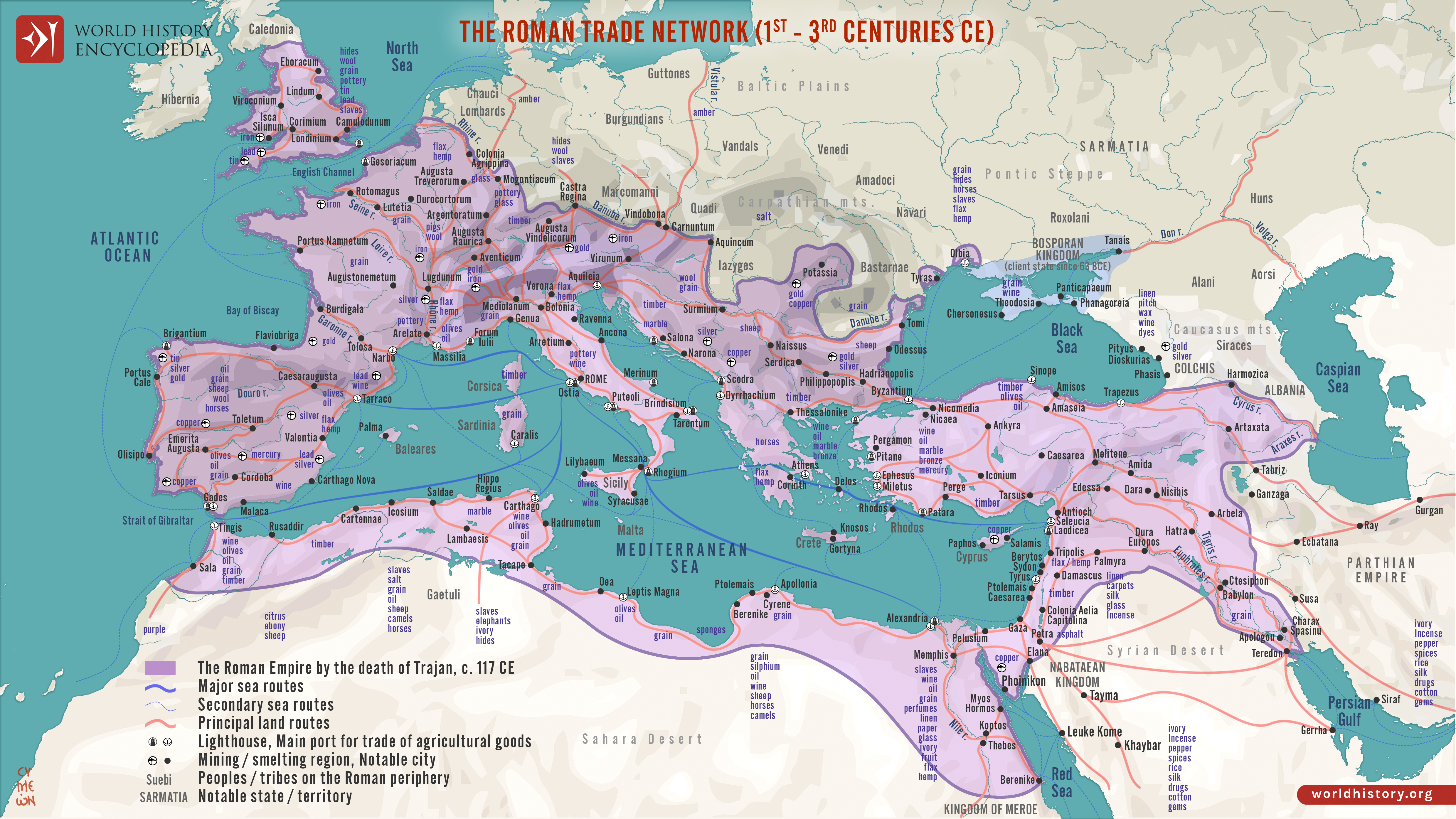 Map of the Roman Trade Network 1st---3rd-centuries