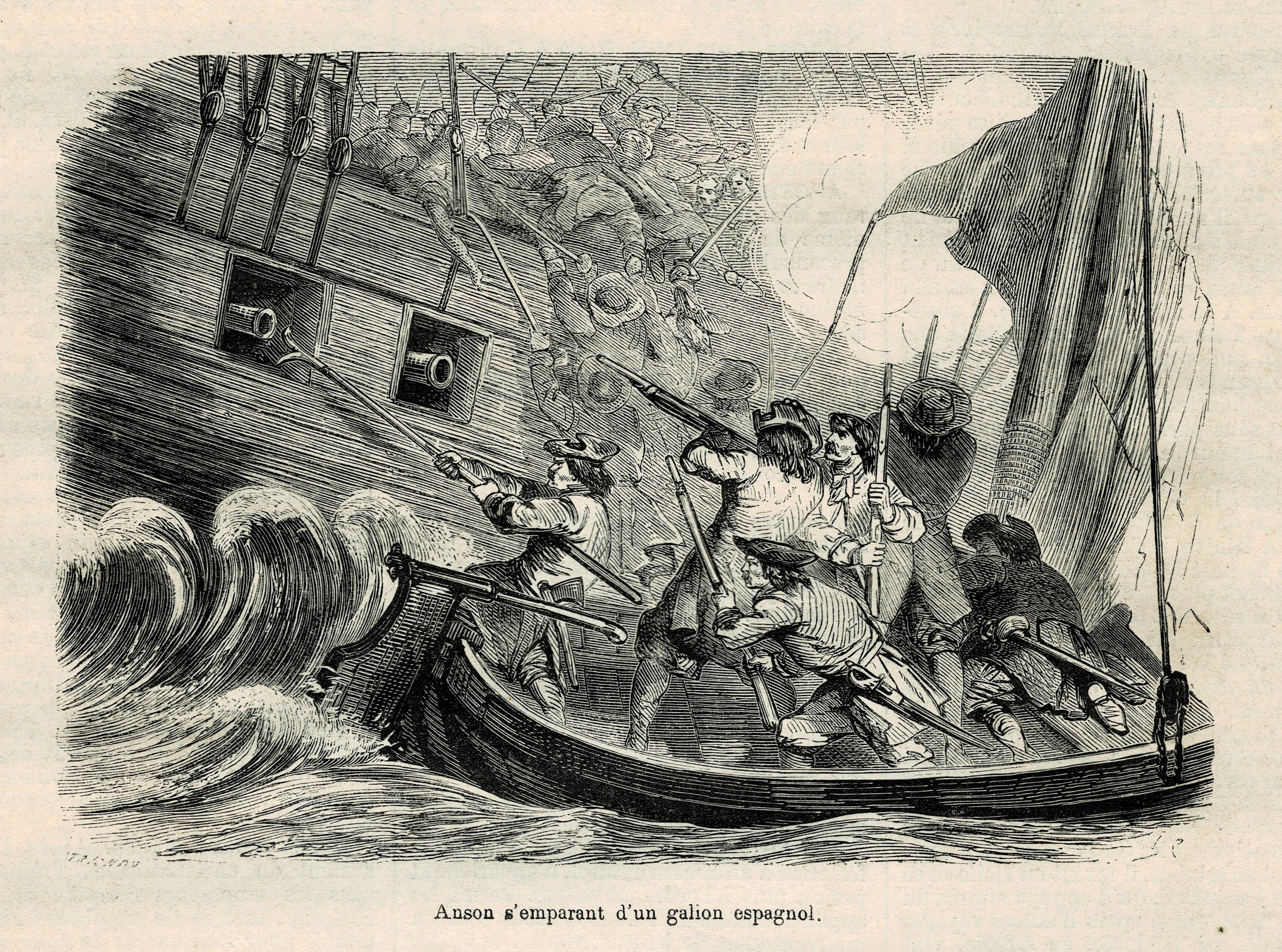 Anson capturing a Spanish galleon
