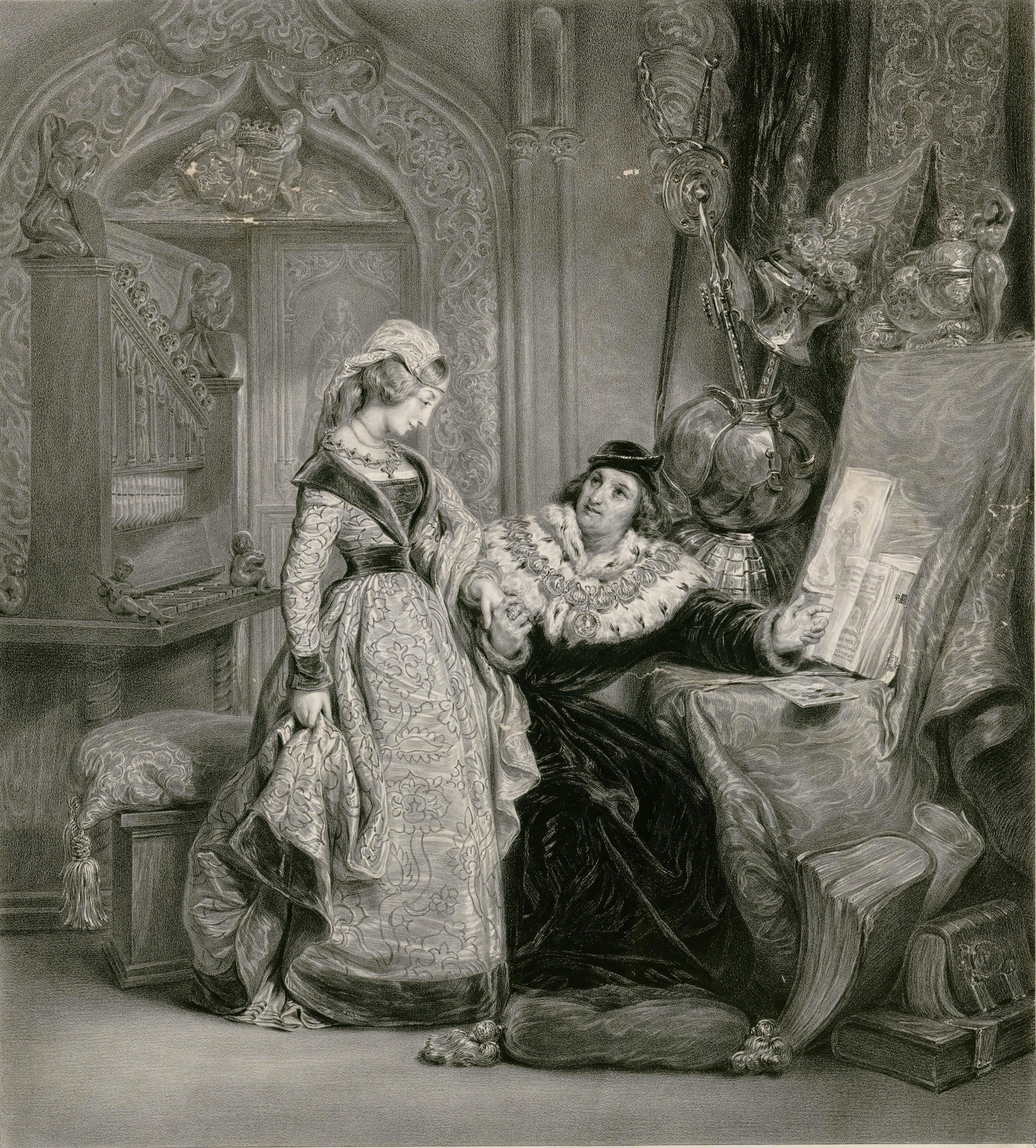 King Rene of Naples presenting to Jeanne de Laval the Livre du cœur d'Amour epris
