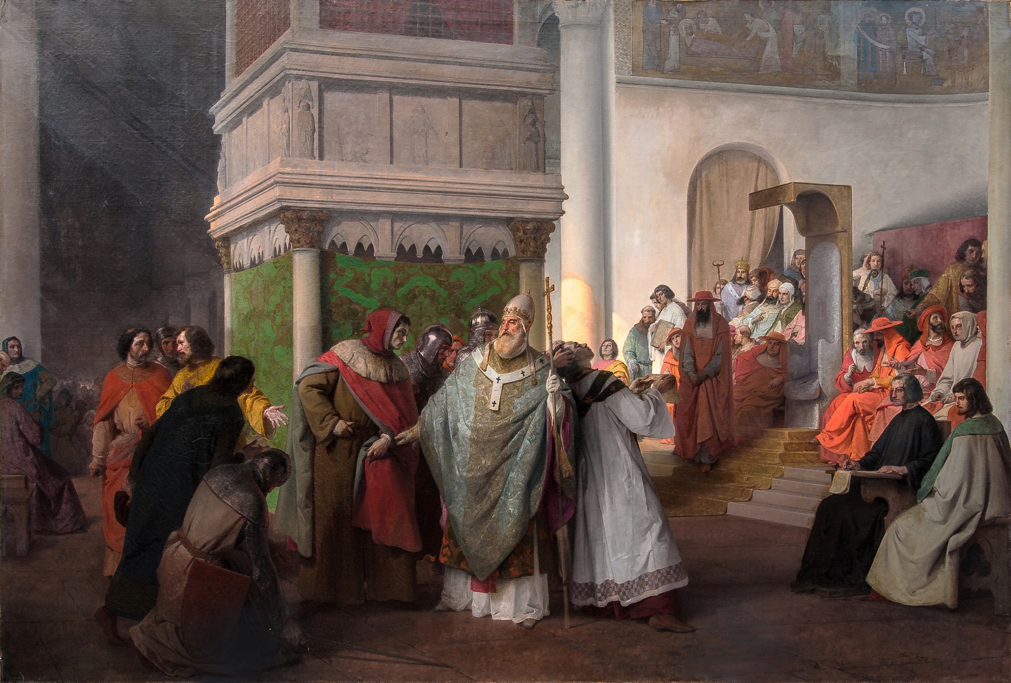 Priest Orlando of Parma sent by Henry IV, defended by Gregory VII against the just indignation of the Roman synod