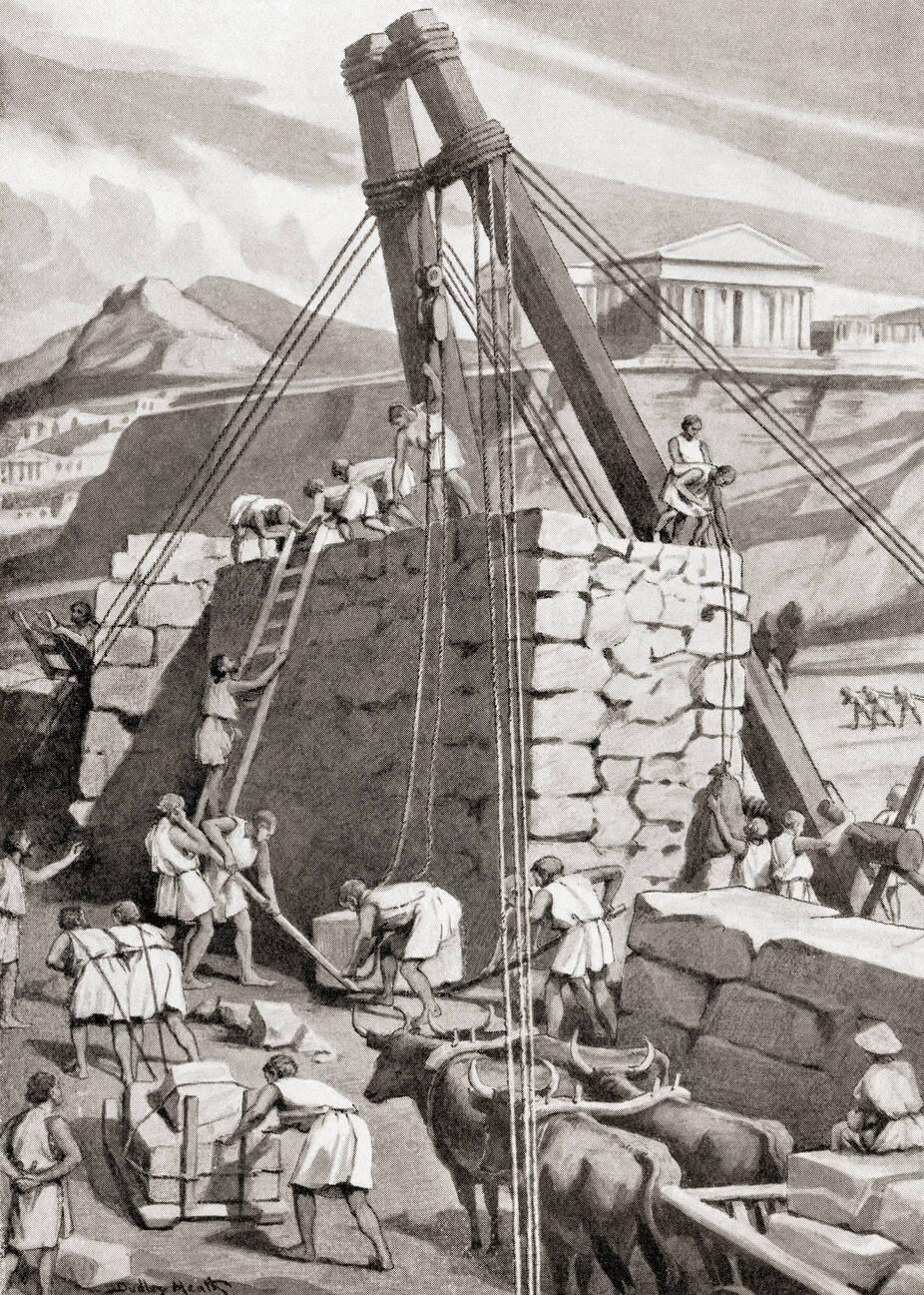 The rebuilding of the Long Walls by the Athenians