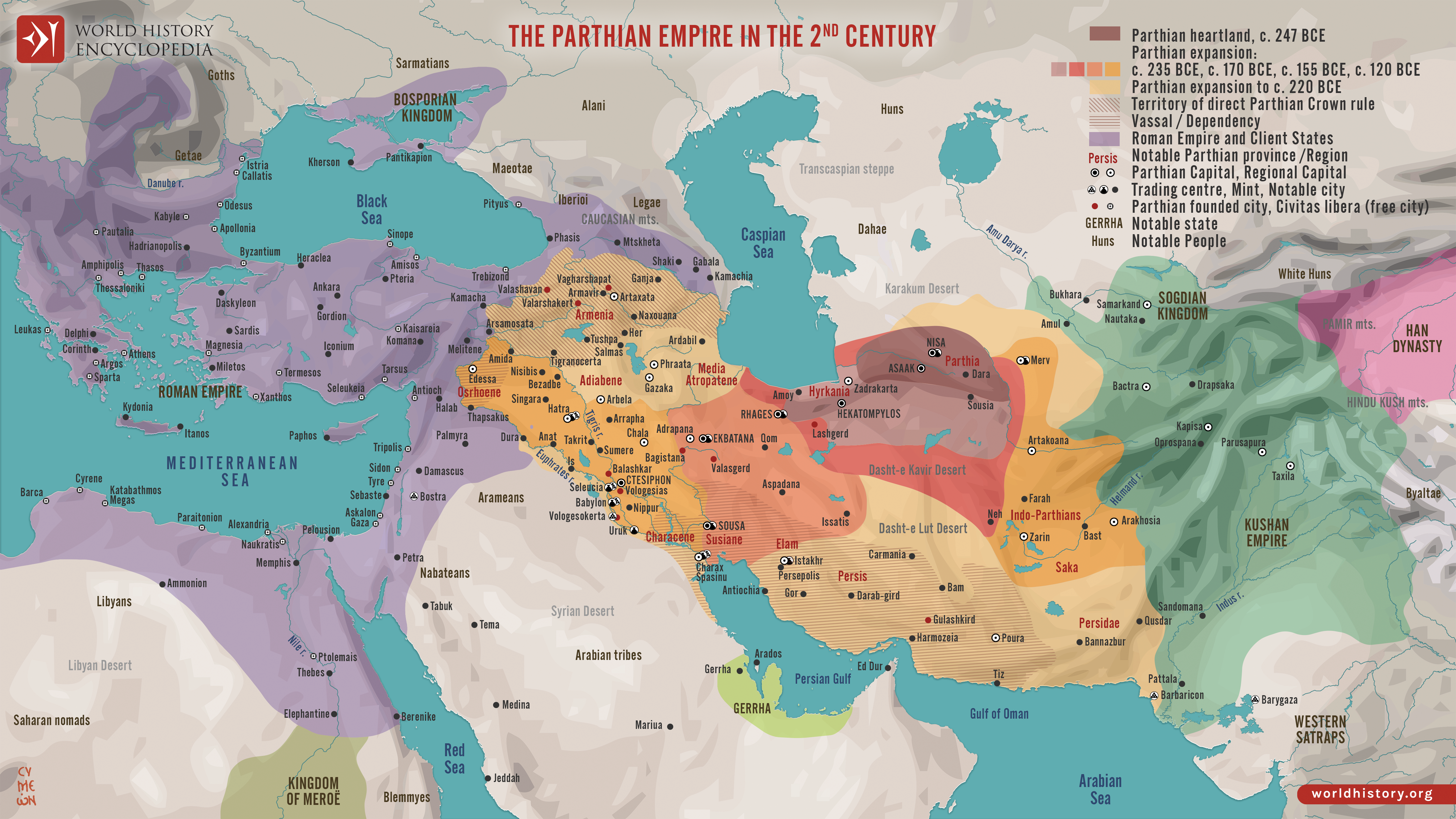 Map of the Parthian Empire