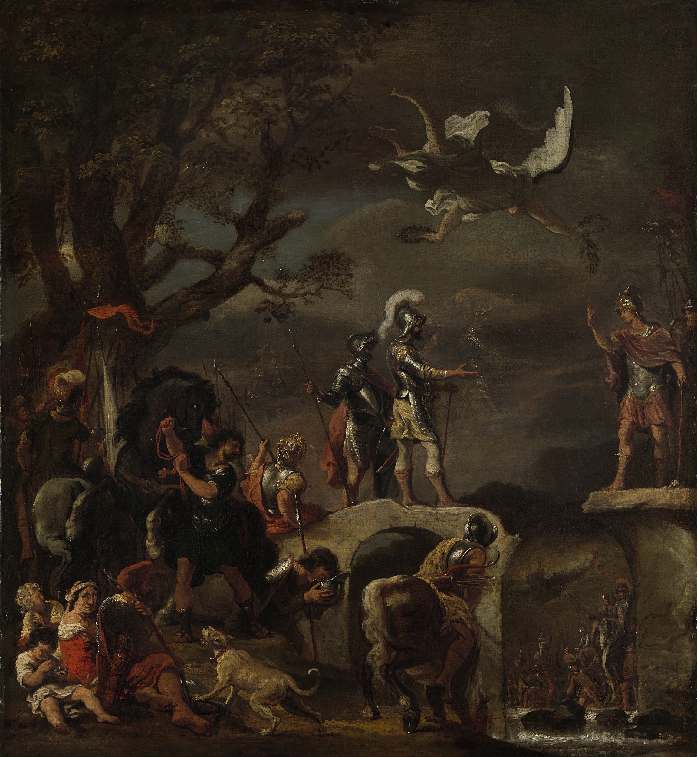 The peace negotiation between Claudius Civilis and Quintus Petillius Cerealis on the demolished bridge