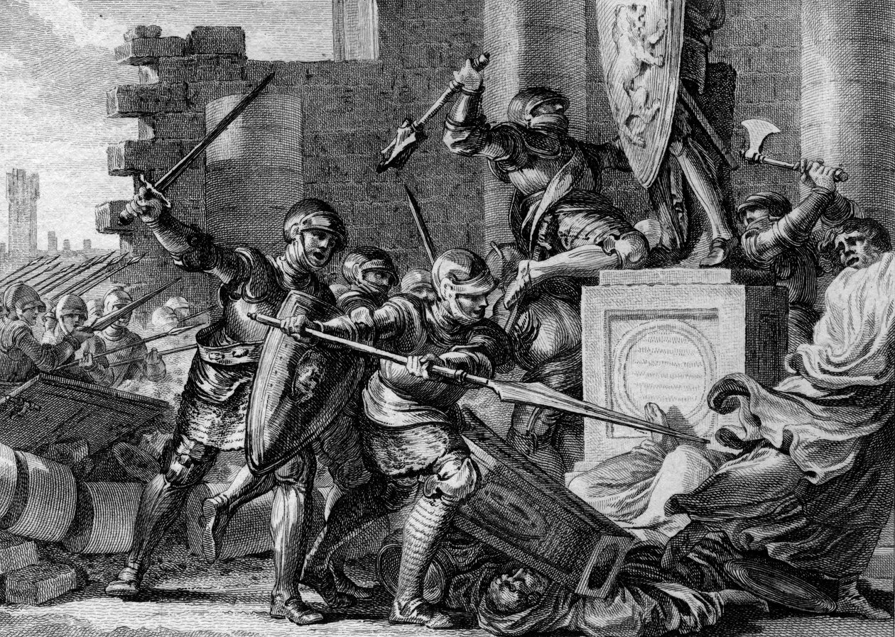War Against the Saxons, Destruction of the Temple and Idol of Irmensul by the Army of Charlemagne