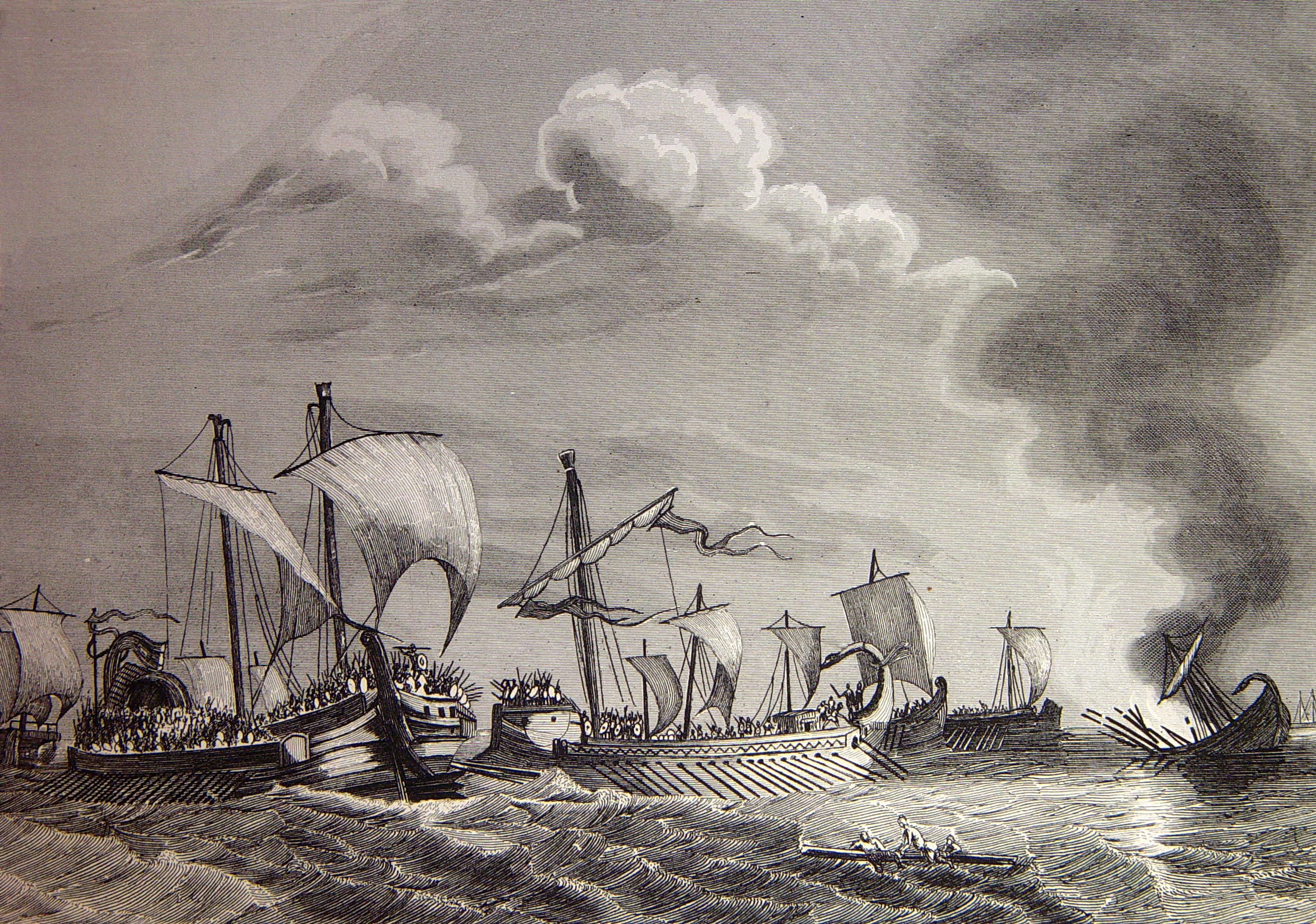 Naval combat between Romans and Carthaginians in the waters of the Ebro
