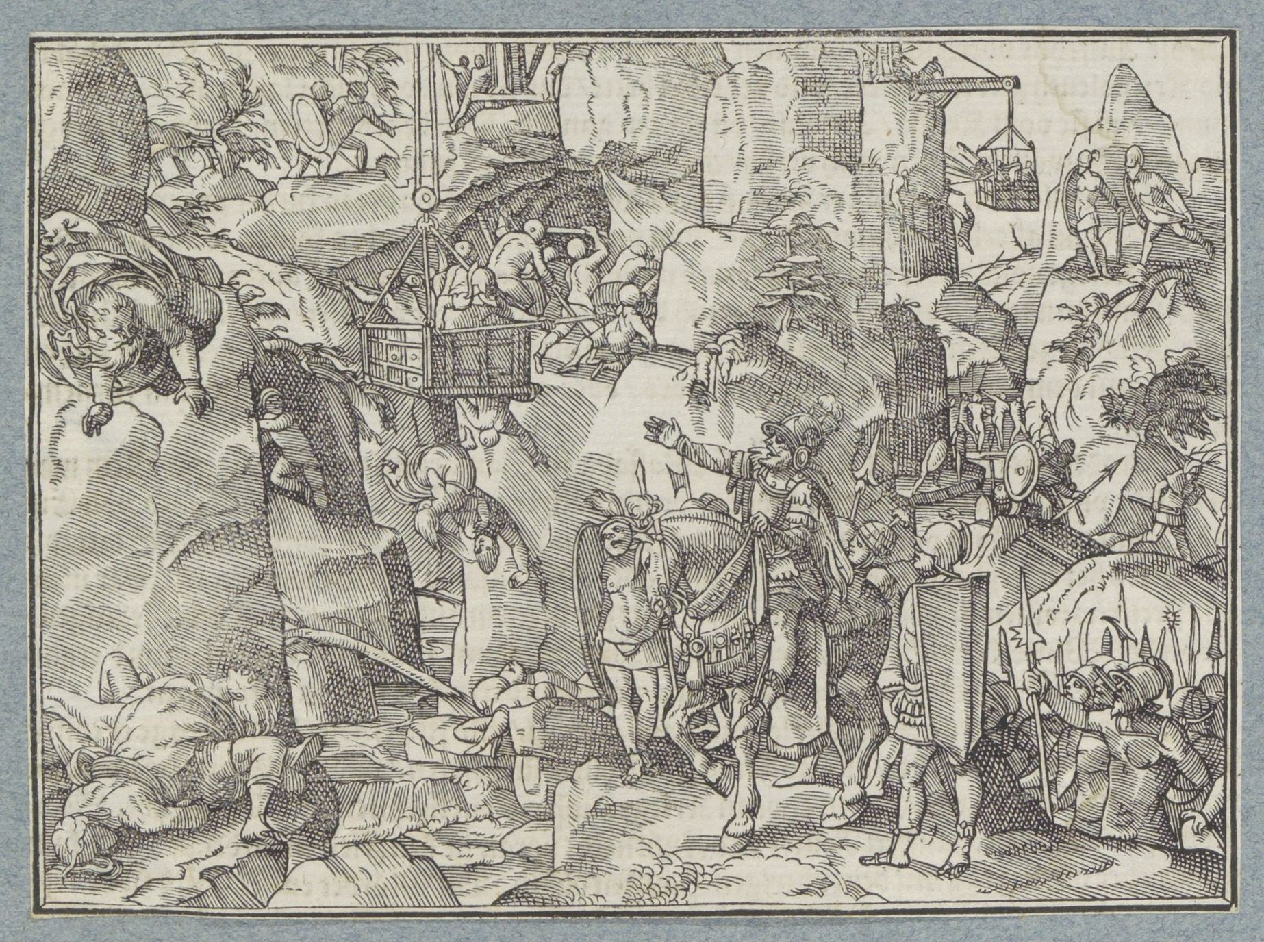 King Herod fights robbers who have hidden themselves in caves Christoffel van Sichem After Tobias Stimmer