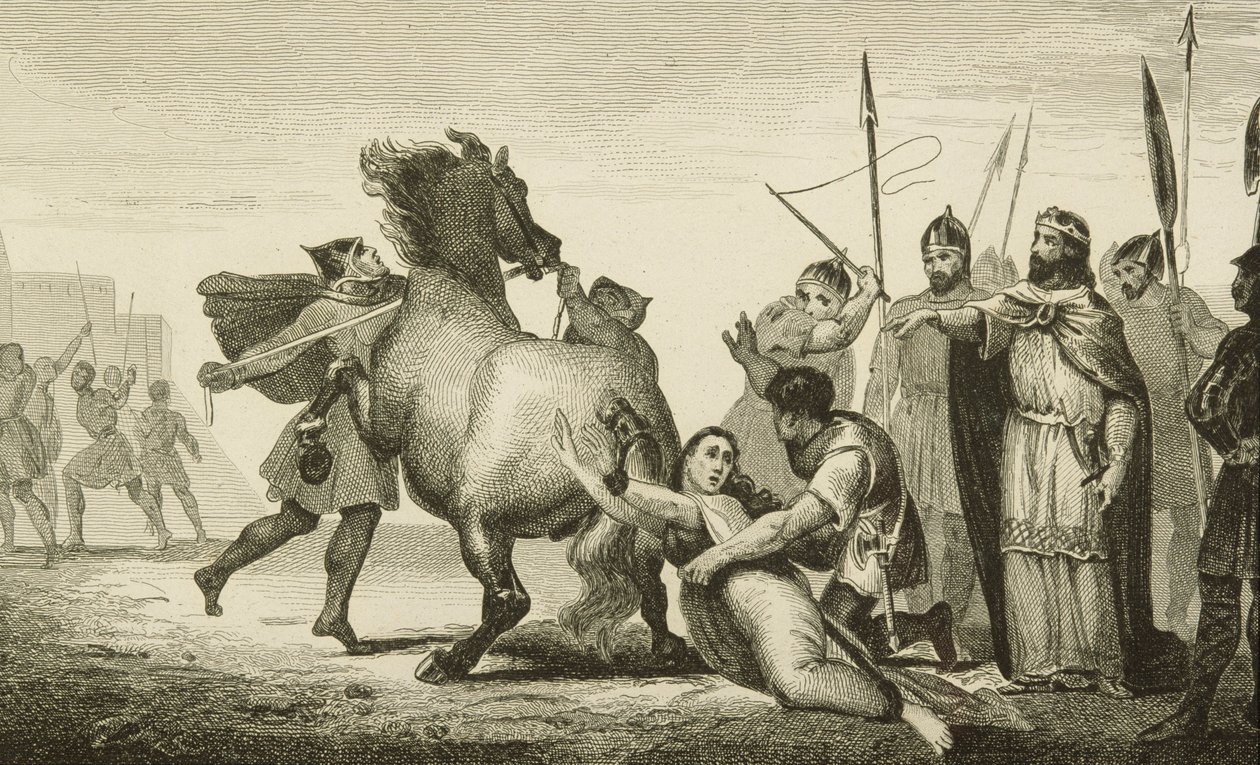 Clotaire II at the Execution of Queen Brunhilda from 'Histoire de France' by Colart, published
