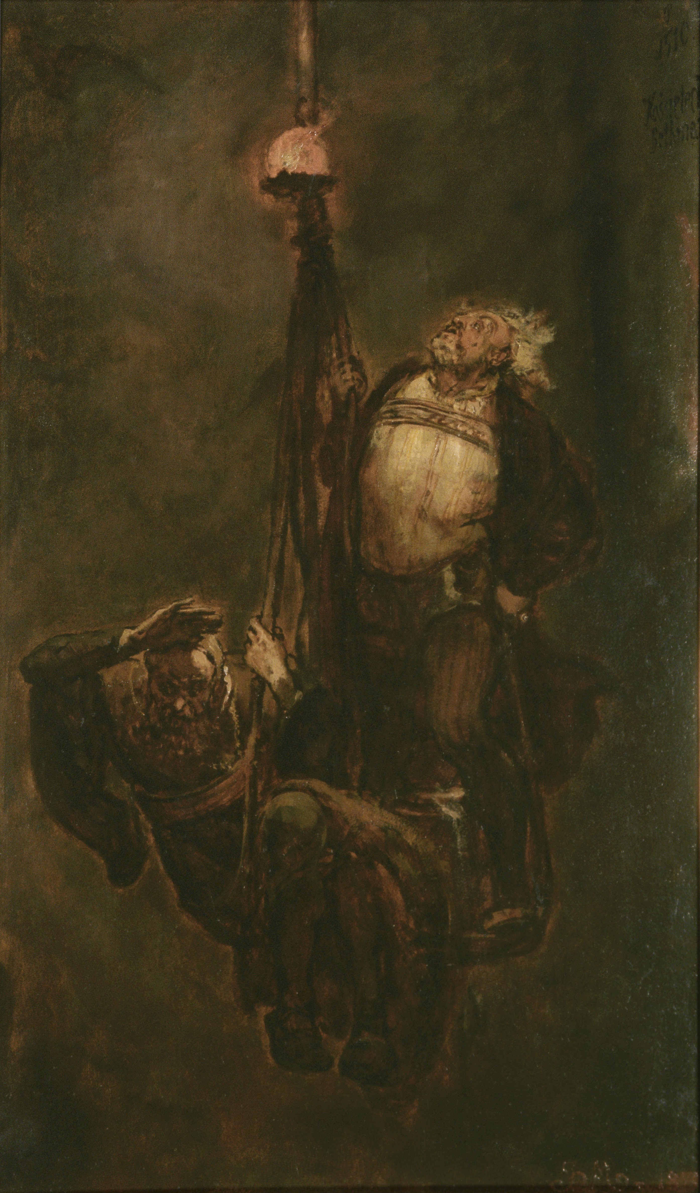 The descent of Andrzej Kościelecki and Seweryn Bethman to the fire in the Wieliczka