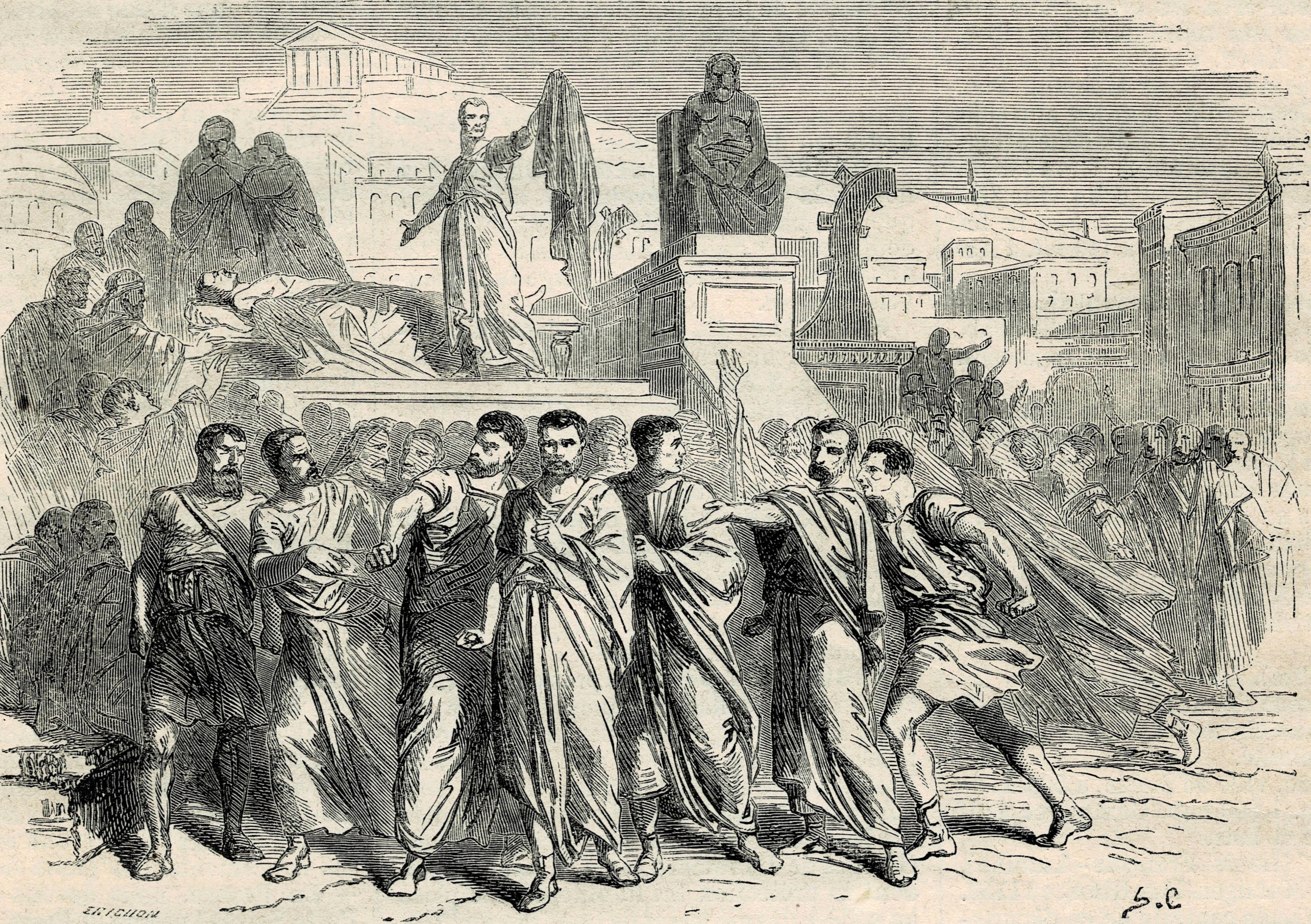 Antony showing the people Caesar's robe