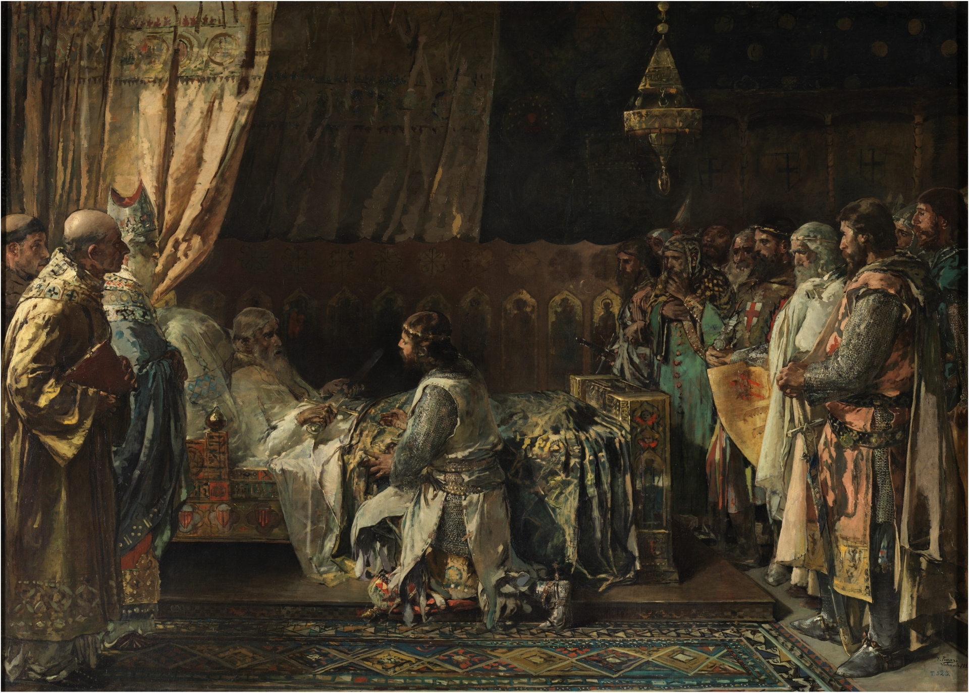 In his final moments, King James el Conquistador gives his sword to his son, Pedro