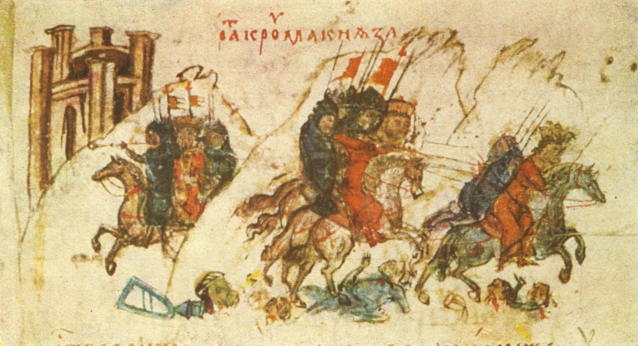 The army of Krum persecutes and wounds Nikephoros' son Staurakios