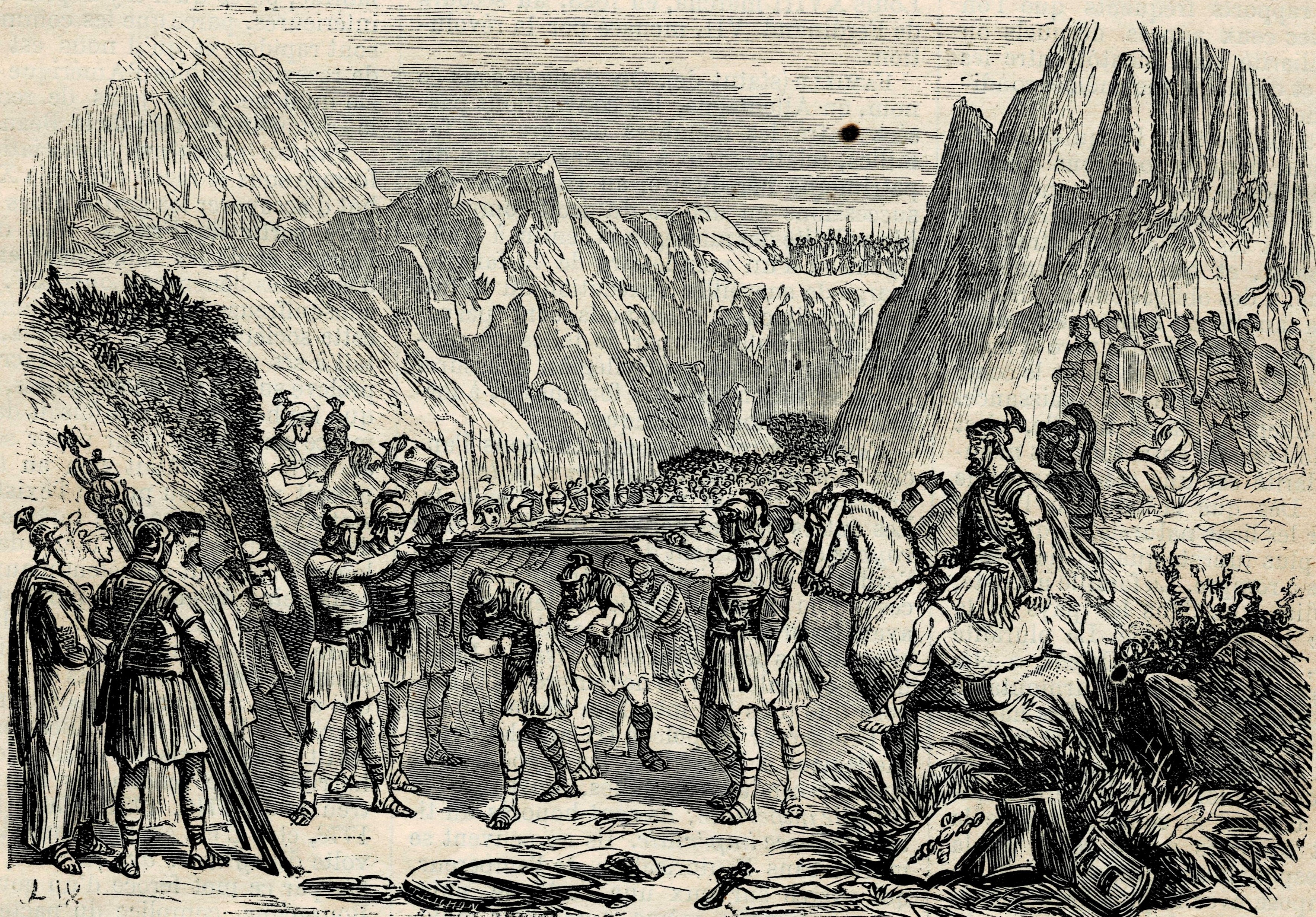 The Roman army stopped by the Samnites in the Caudine Forks pass (321 BC)