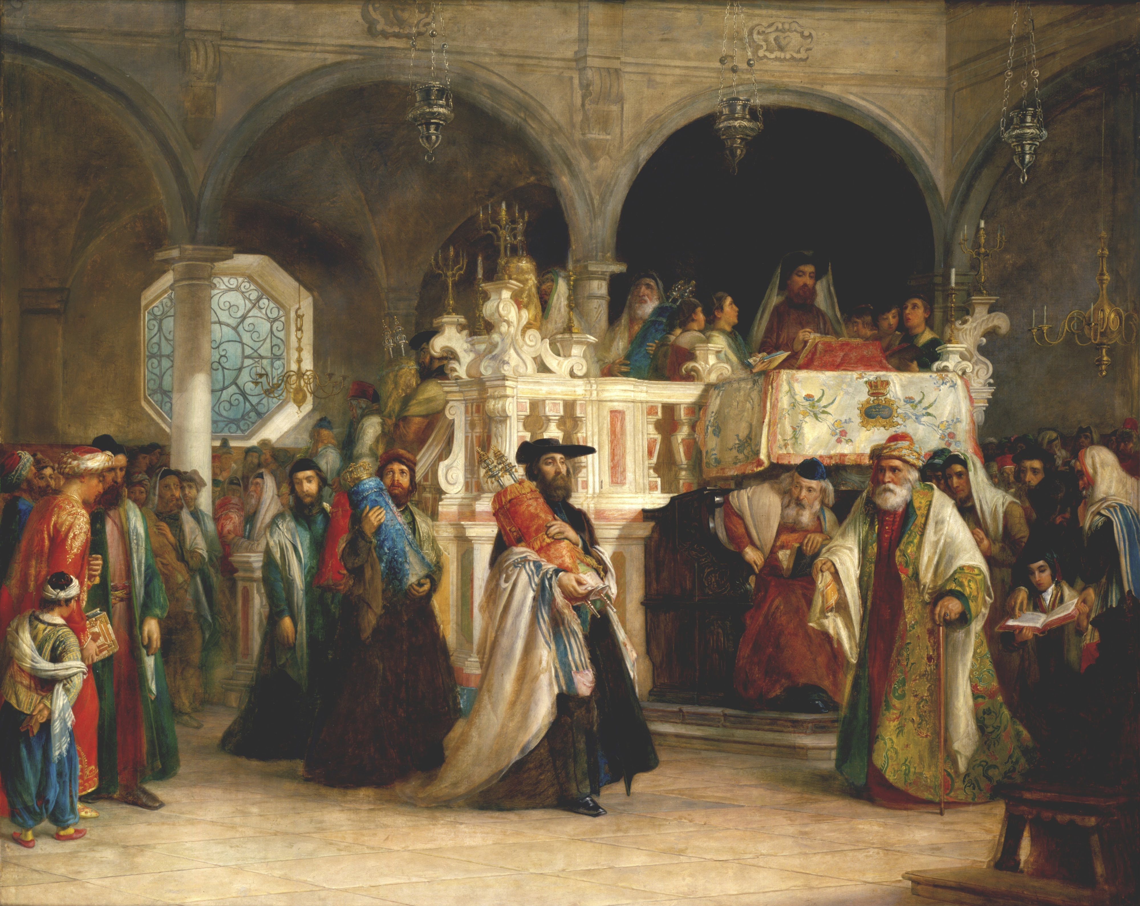 The Feast of the Rejoicing of the Law at the Synagogue in Leghorn, Italy