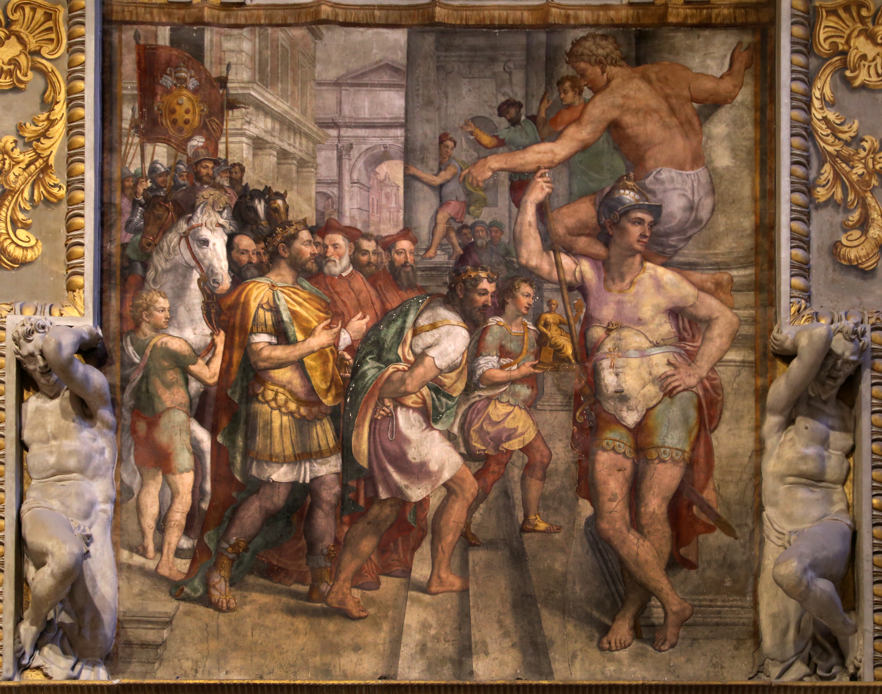 Pepin III, victor over King Astolfo, donates Ravenna and the Pentapolis to Pope Stephen II