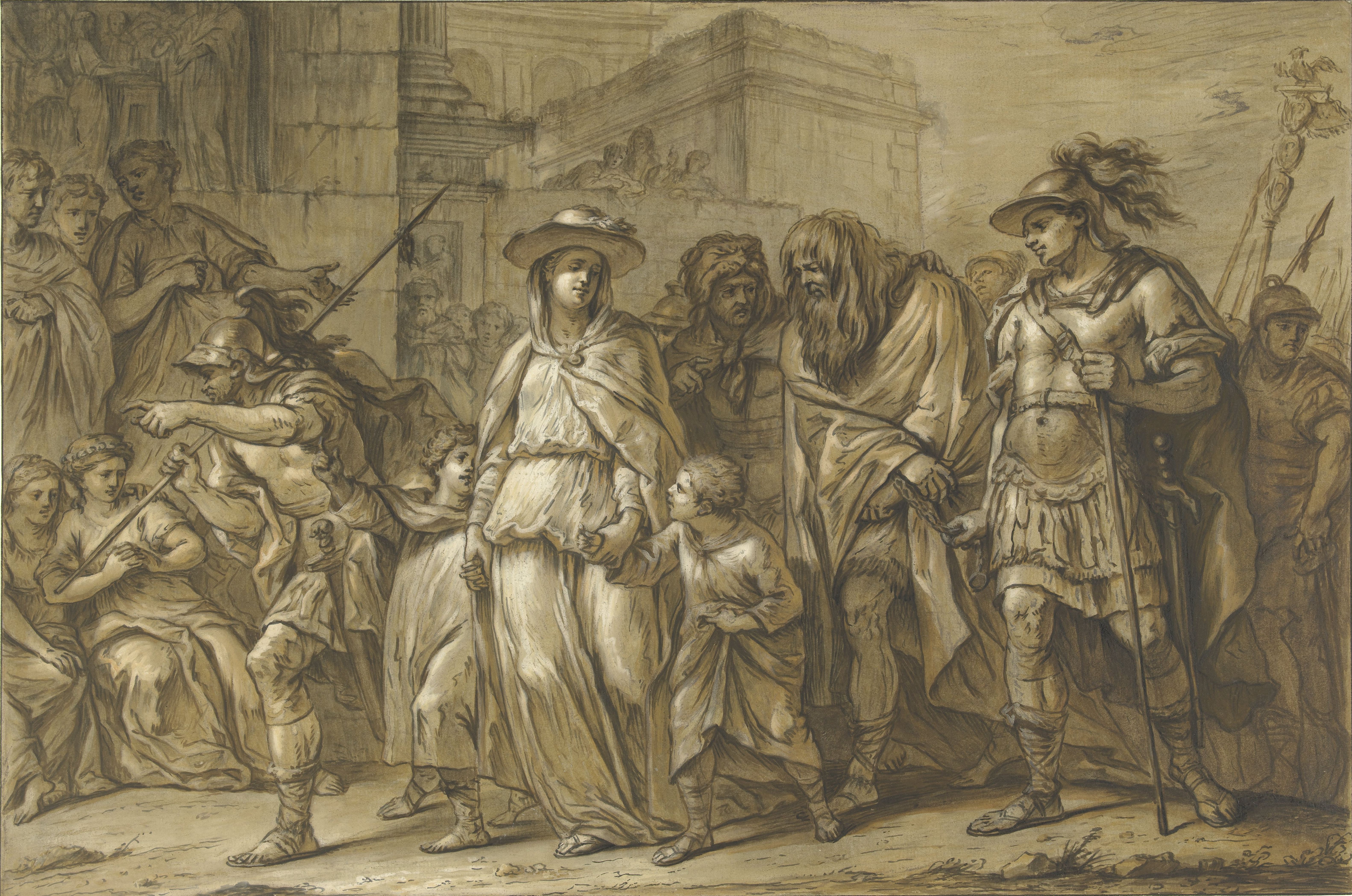 Julius Sabinus and Epponina with their two children led through Rome as prisoners