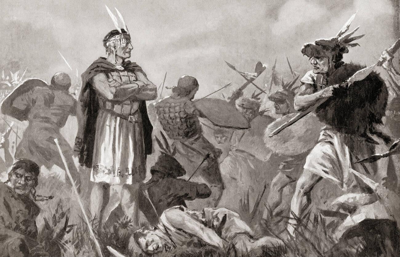 The defeat of Huascar by his brother Atauhualpa