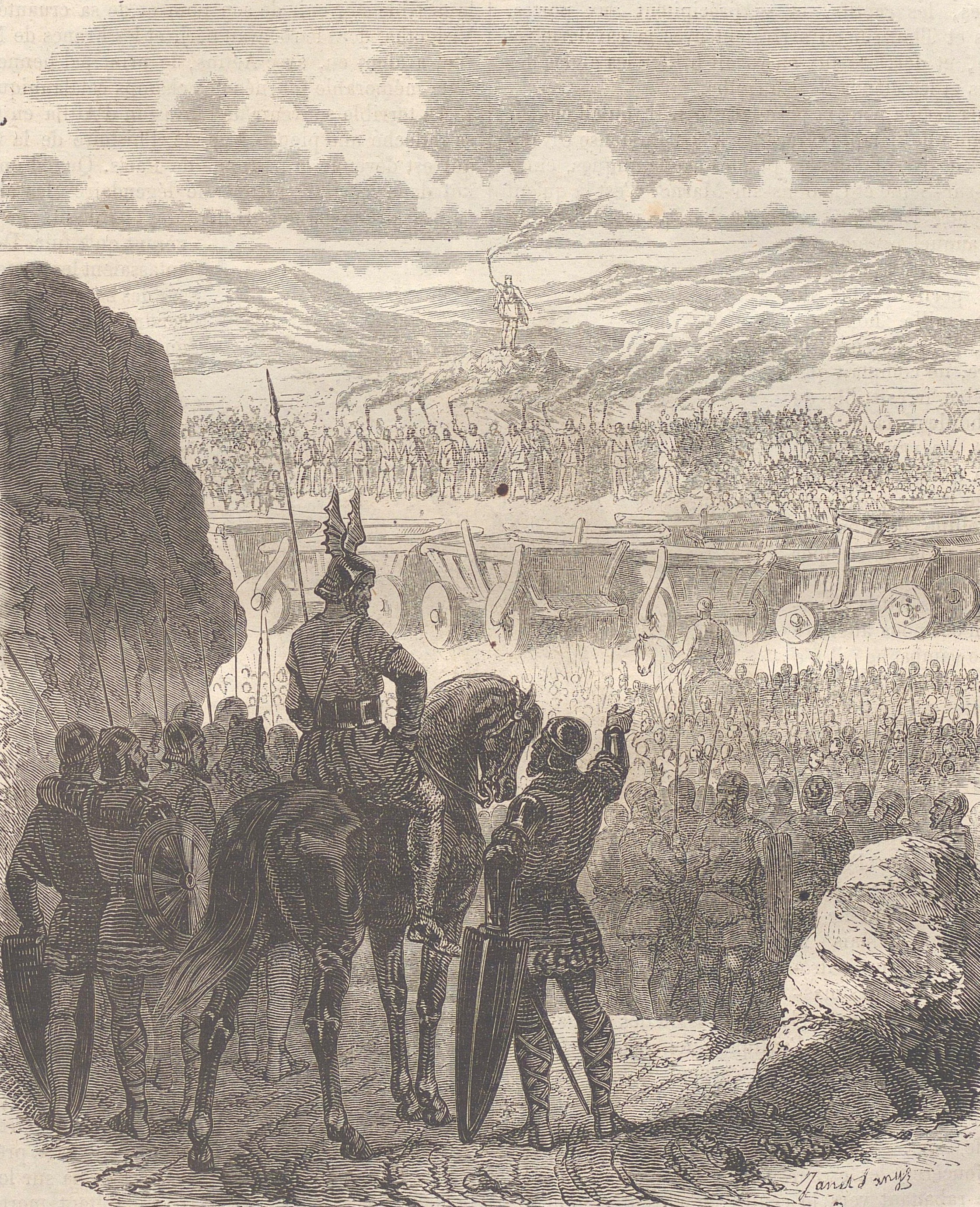 Attila at the Summit, Huns at Foot, Torch in Hand