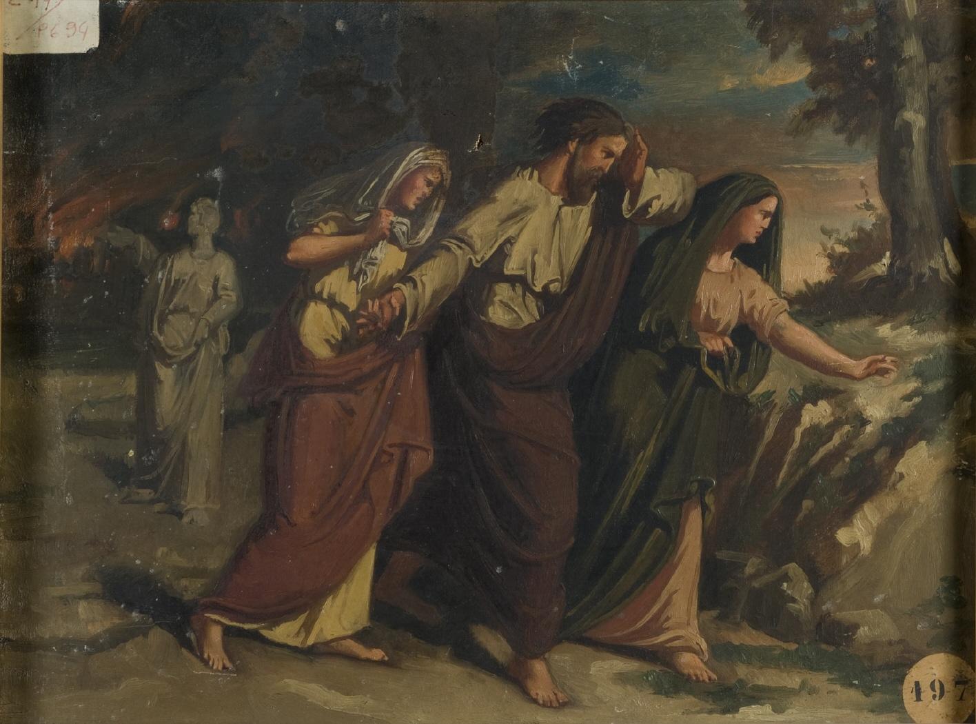 Lot and his family fleeing Sodom