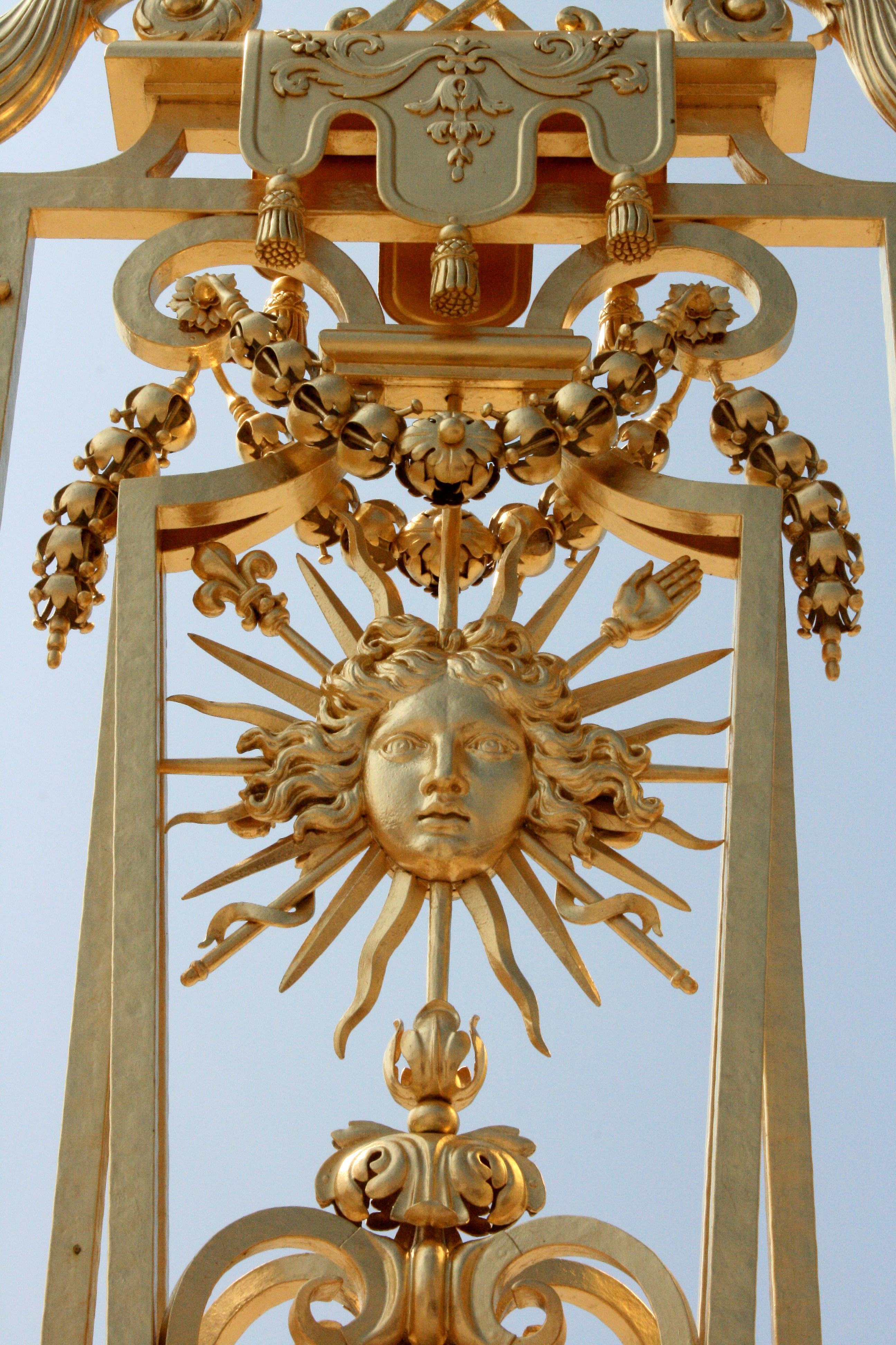 Palace of Versailles. Detail of the Royal Grille, dismantled in 1793 and reinstalled in 2008.