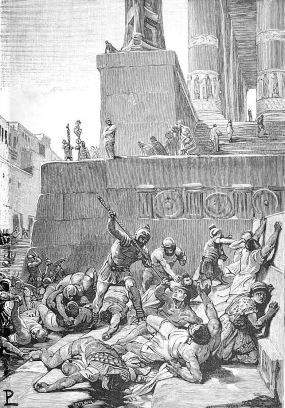 Caracalla witnesses massacre ofAlexandrians from the Temple of Serapis