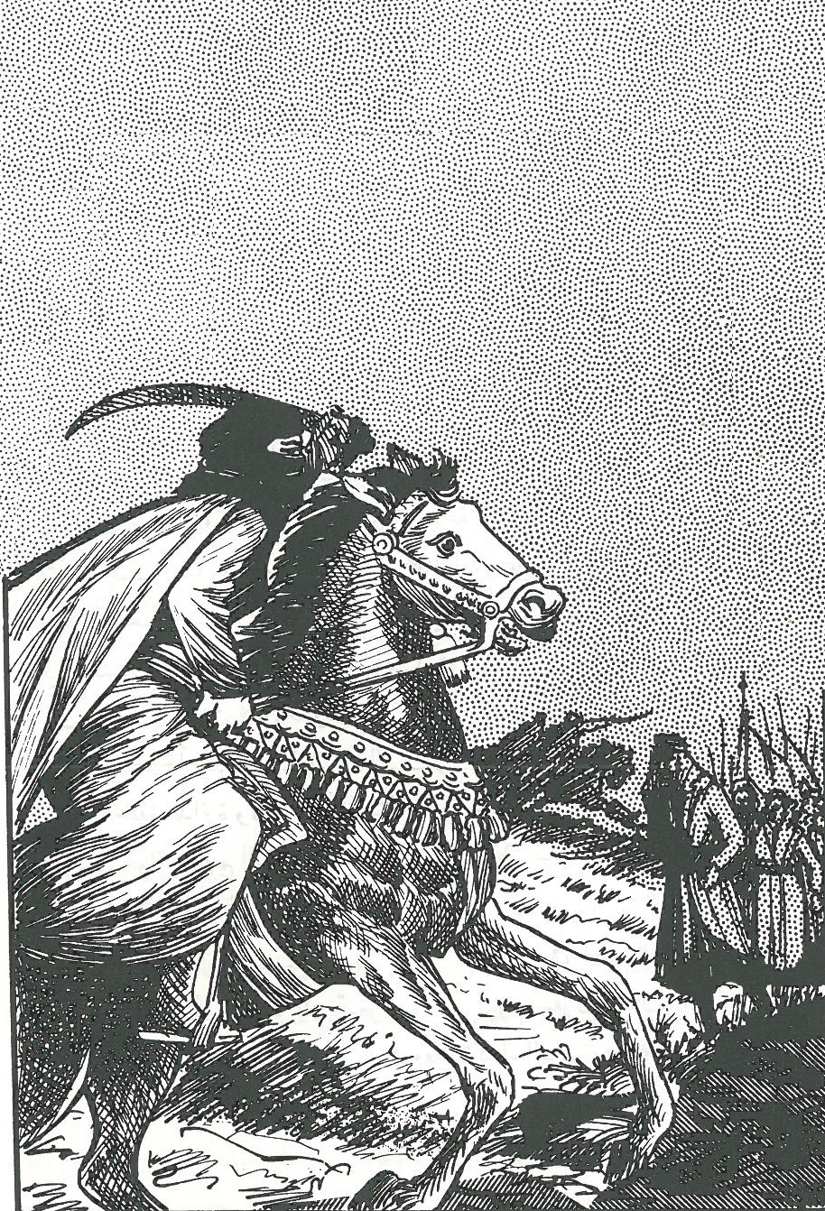 Khawlah bint al-Azwar, having covered her face, fights the Byzantines alongside the Muslims